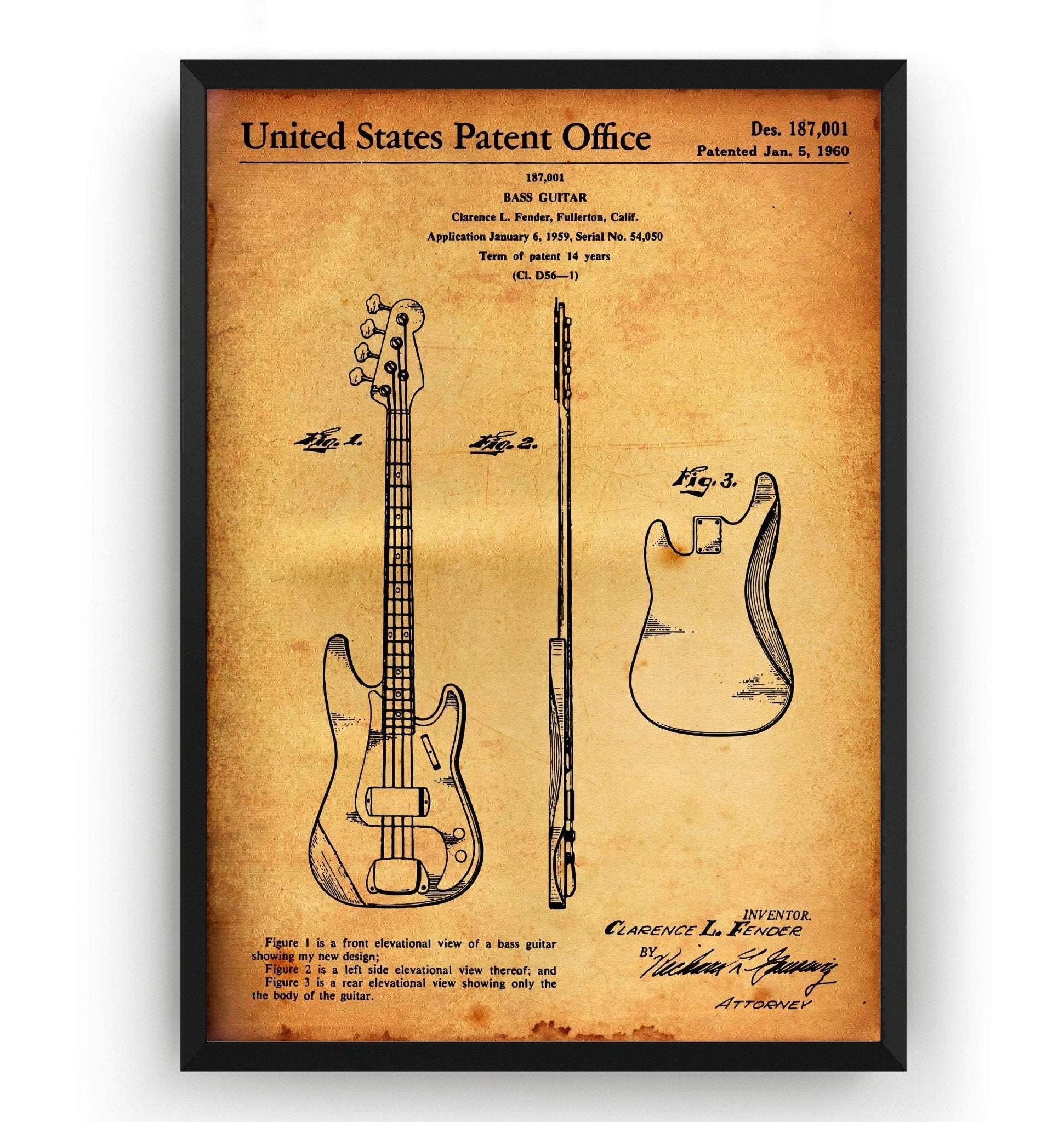 Get Back Print Poster Fender Bass VI high quality Guitar