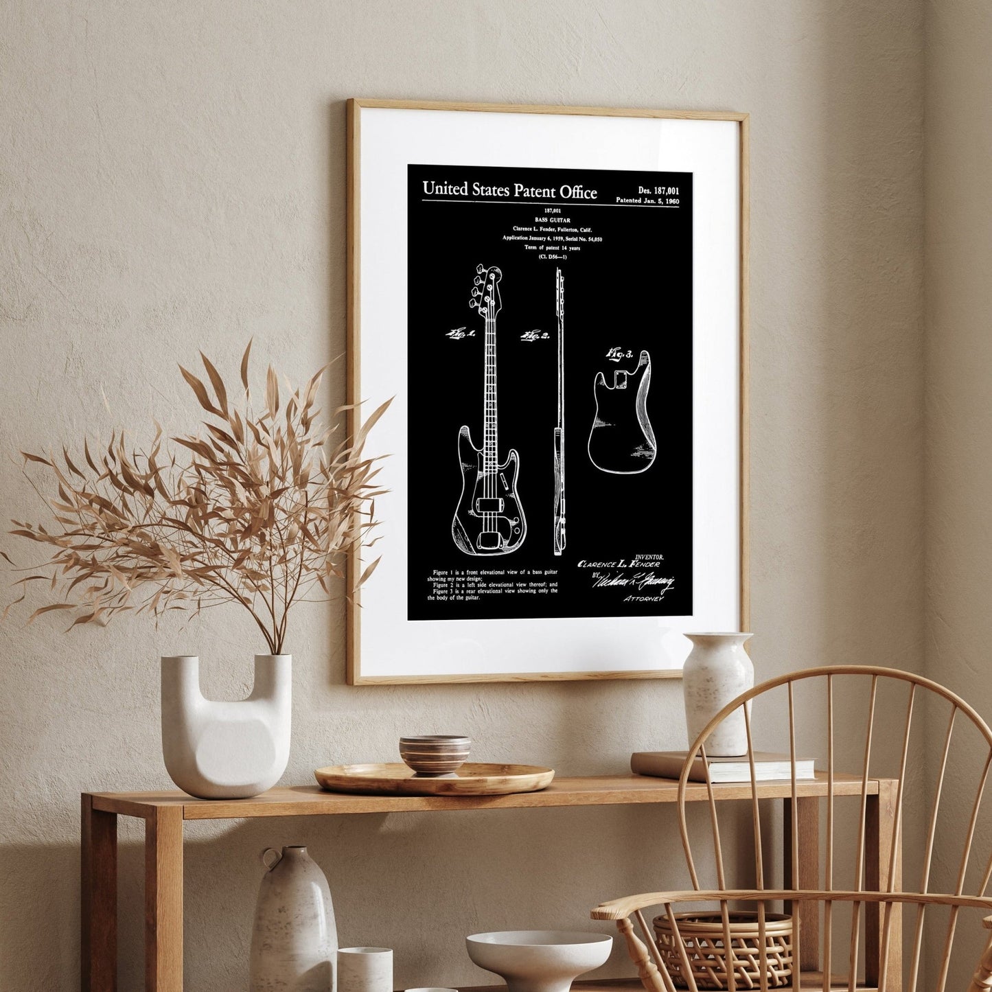 Fender Precision Bass Guitar 1960 Patent Print - Magic Posters