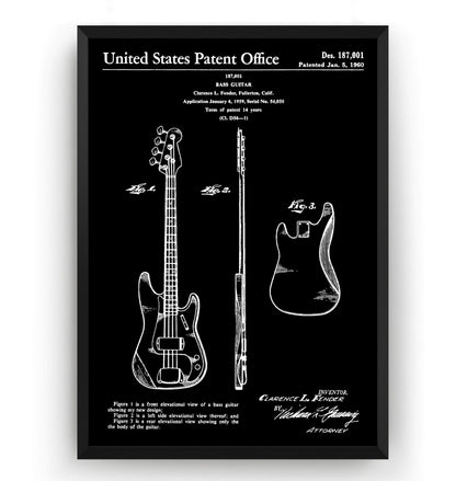 Fender Precision Bass Guitar 1960 Patent Print - Magic Posters