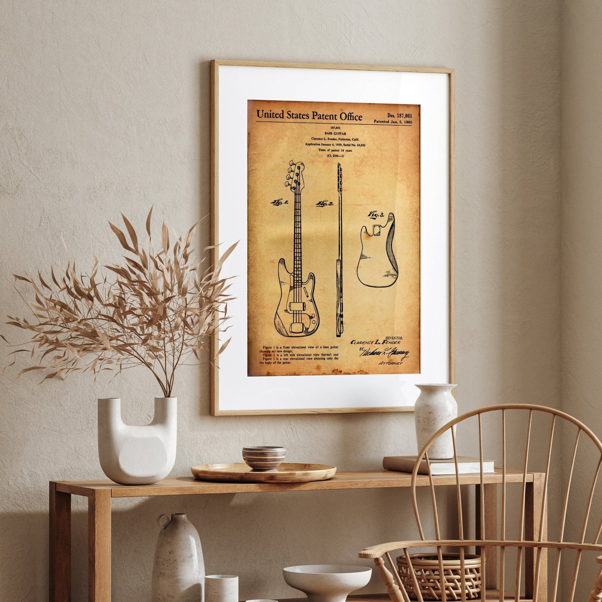 Fender Precision Bass Guitar 1960 Patent Print - Magic Posters