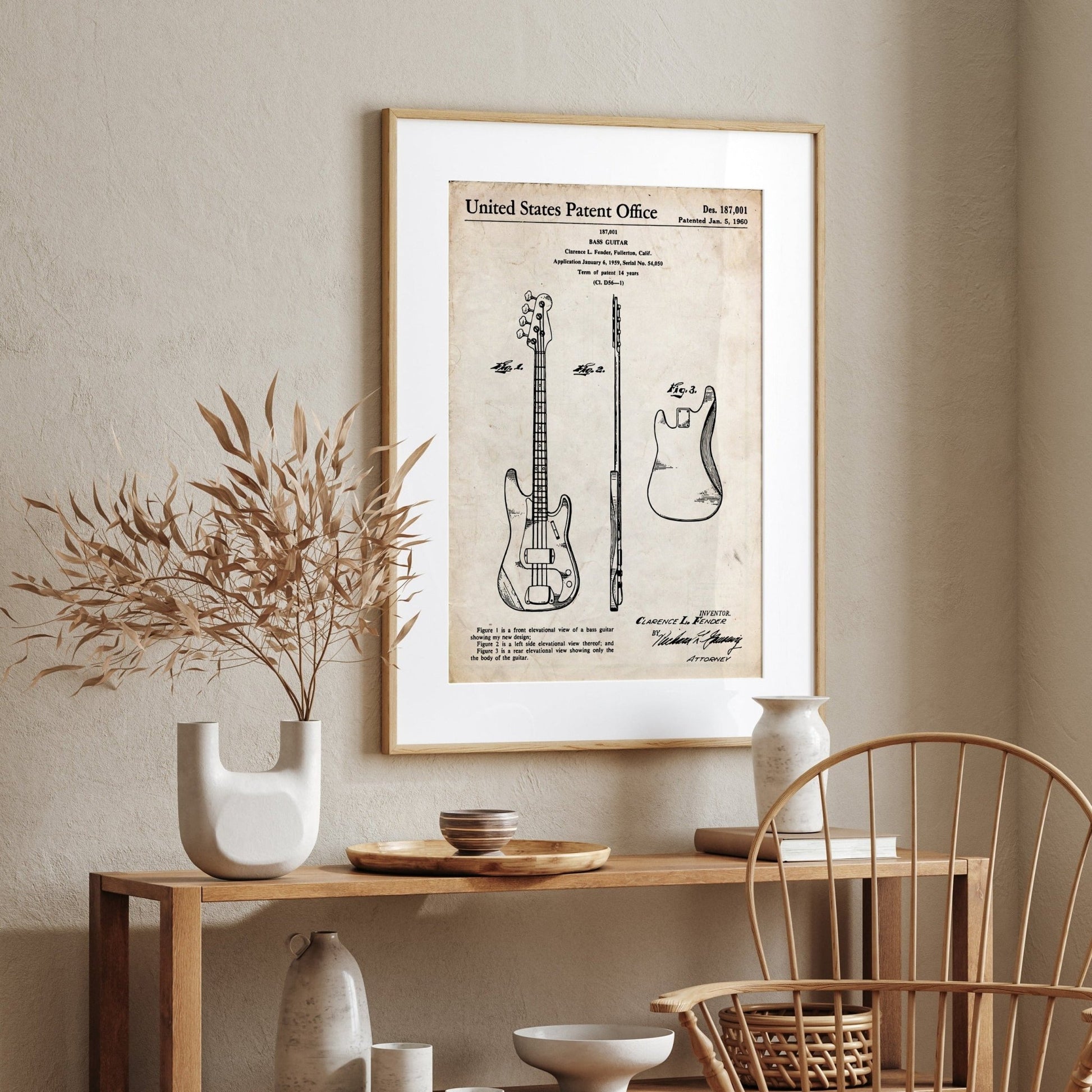 Fender Precision Bass Guitar 1960 Patent Print - Magic Posters