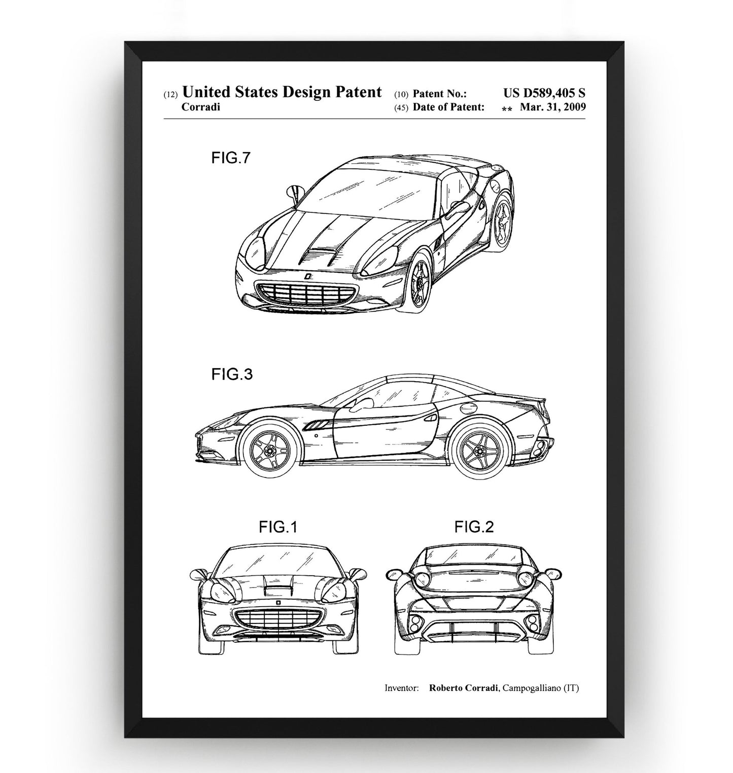 Ferrari California 2009 Patent Print - Magic Posters