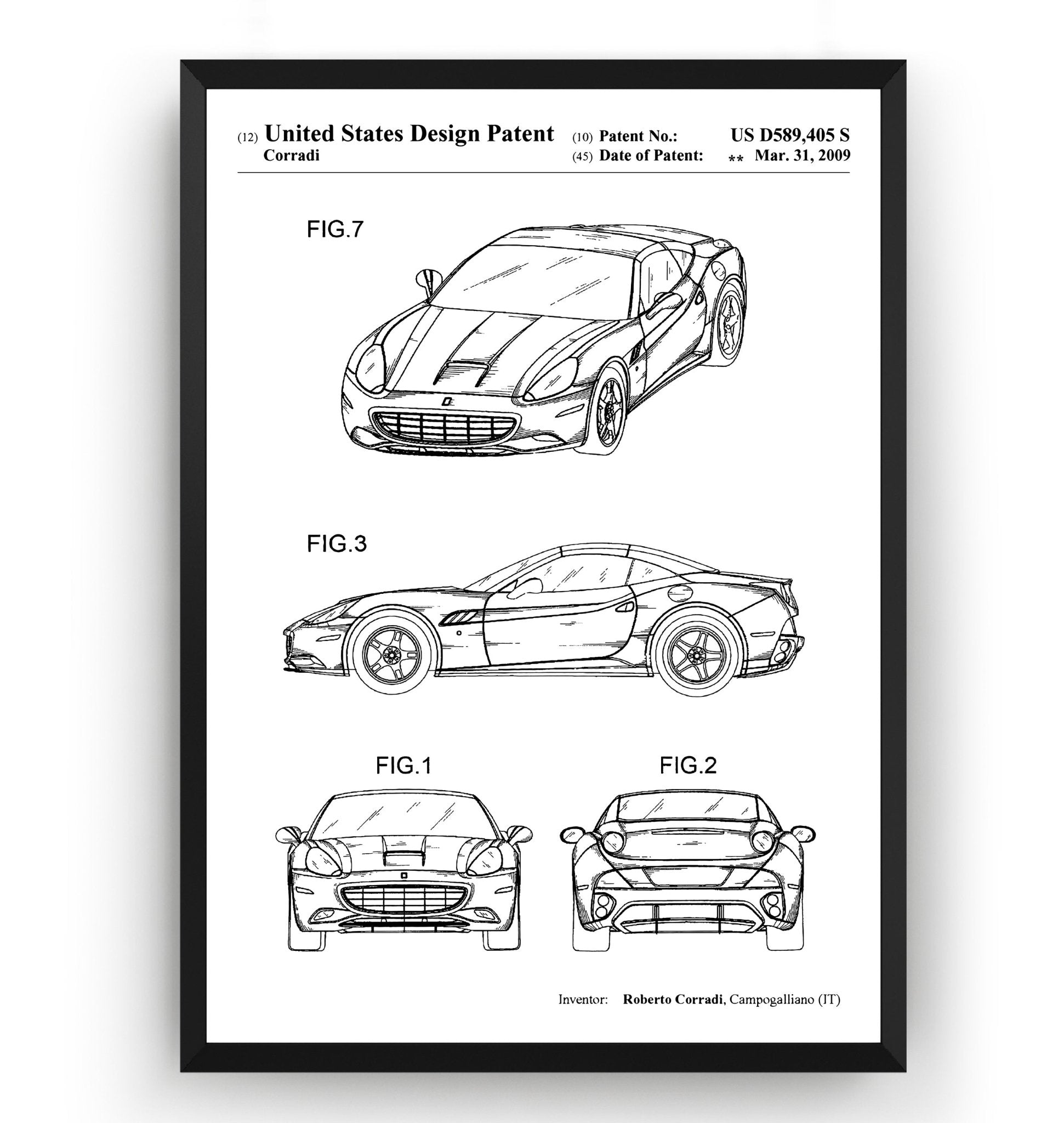 Ferrari California 2009 Patent Print - Magic Posters