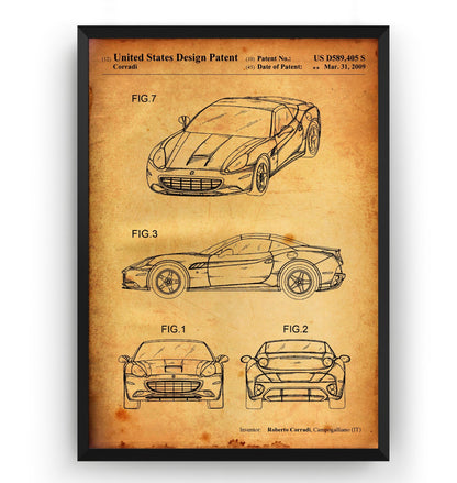 Ferrari California 2009 Patent Print - Magic Posters