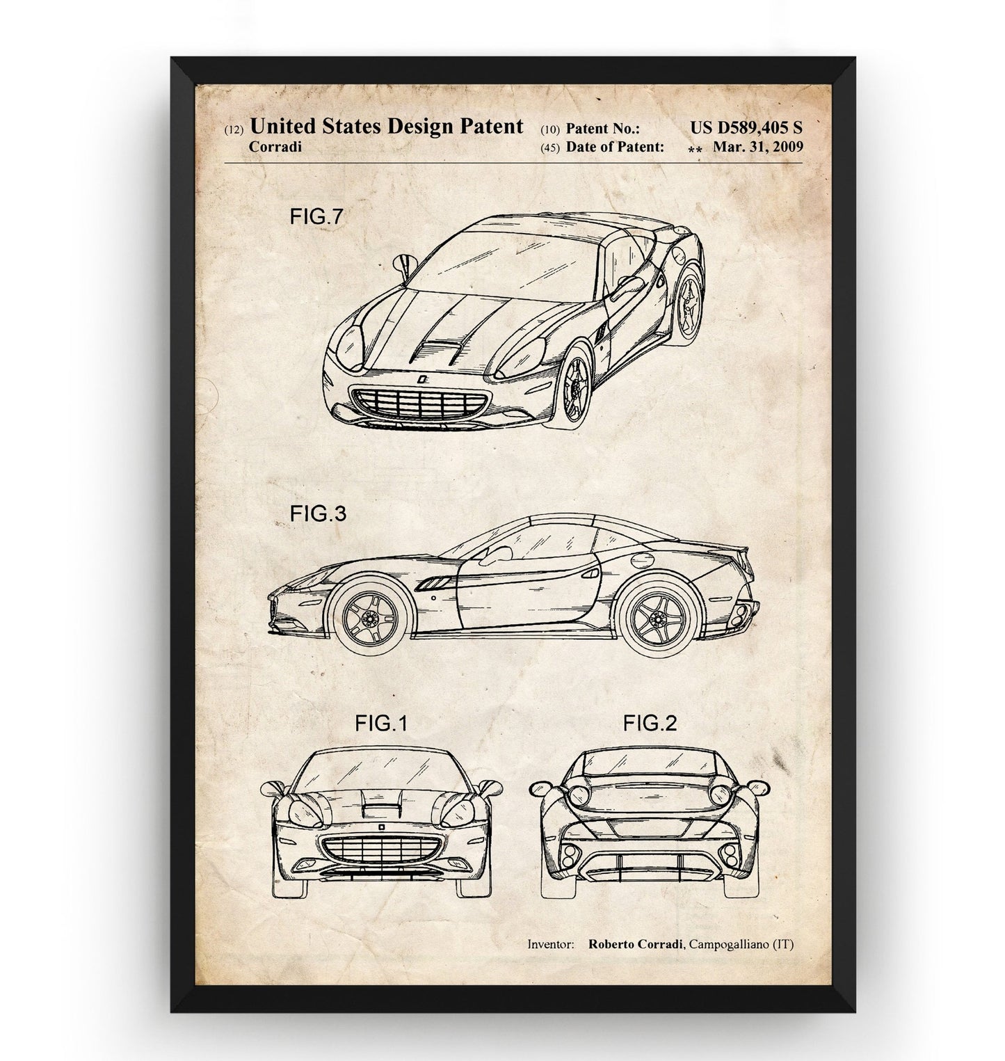 Ferrari California 2009 Patent Print - Magic Posters