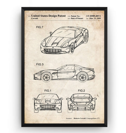 Ferrari California 2009 Patent Print - Magic Posters