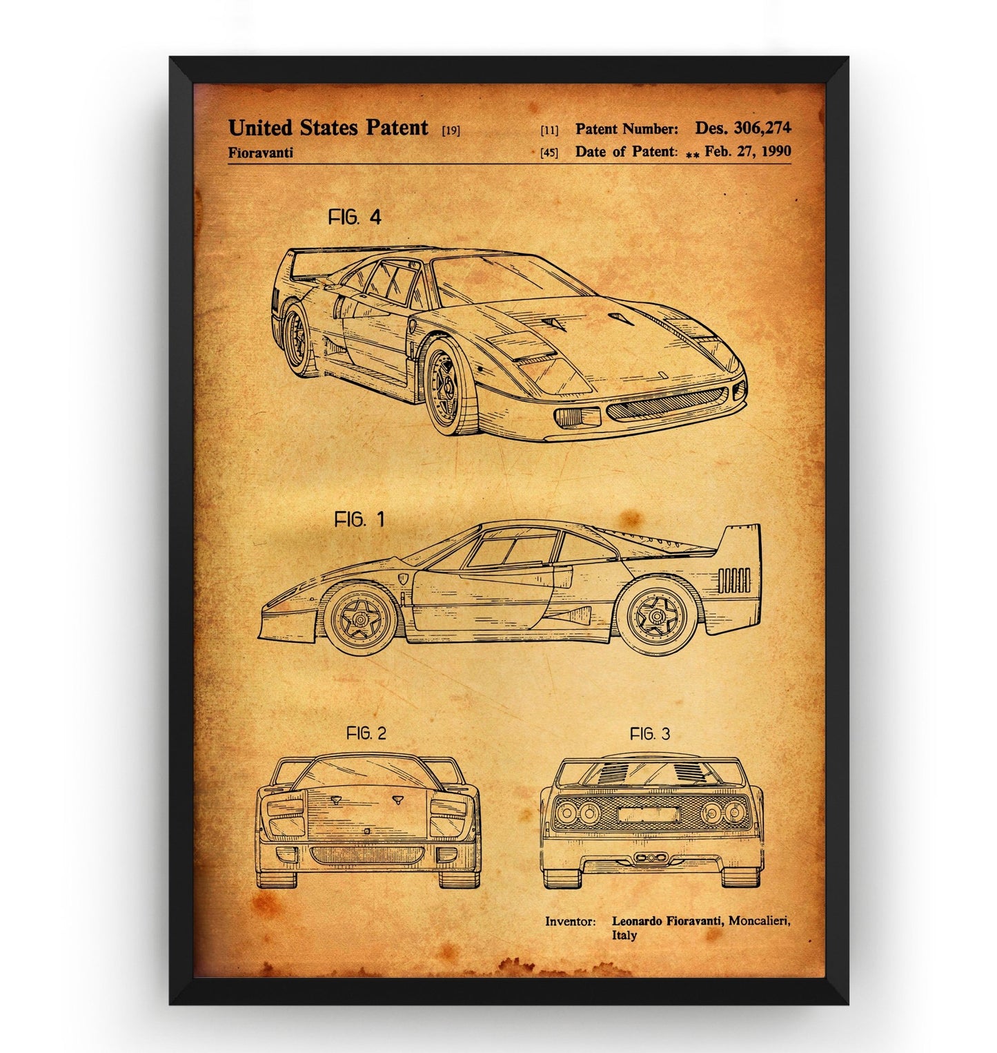 Ferrari F40 1990 Patent Print - Magic Posters