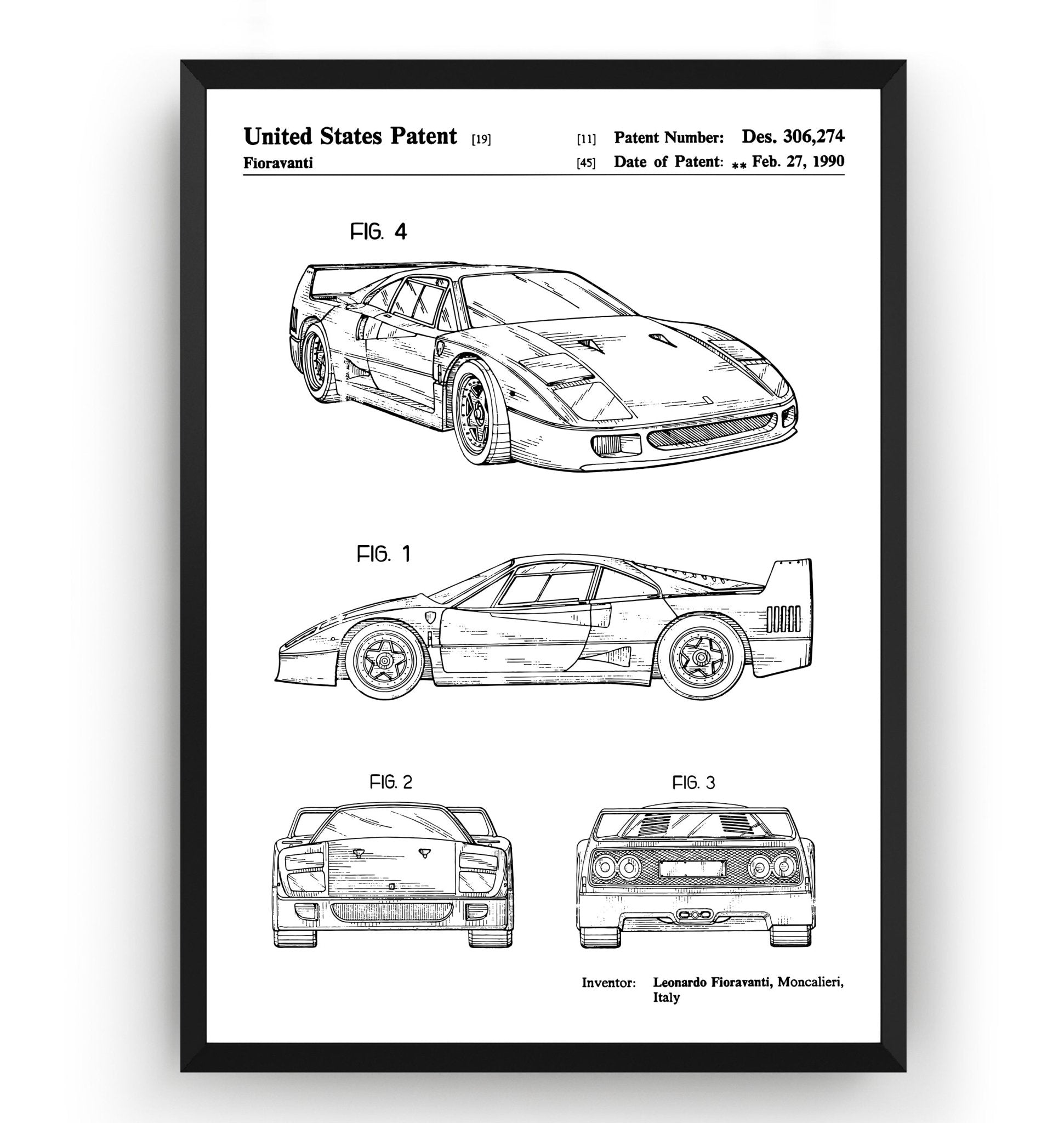 Ferrari F40 1990 Patent Print - Magic Posters