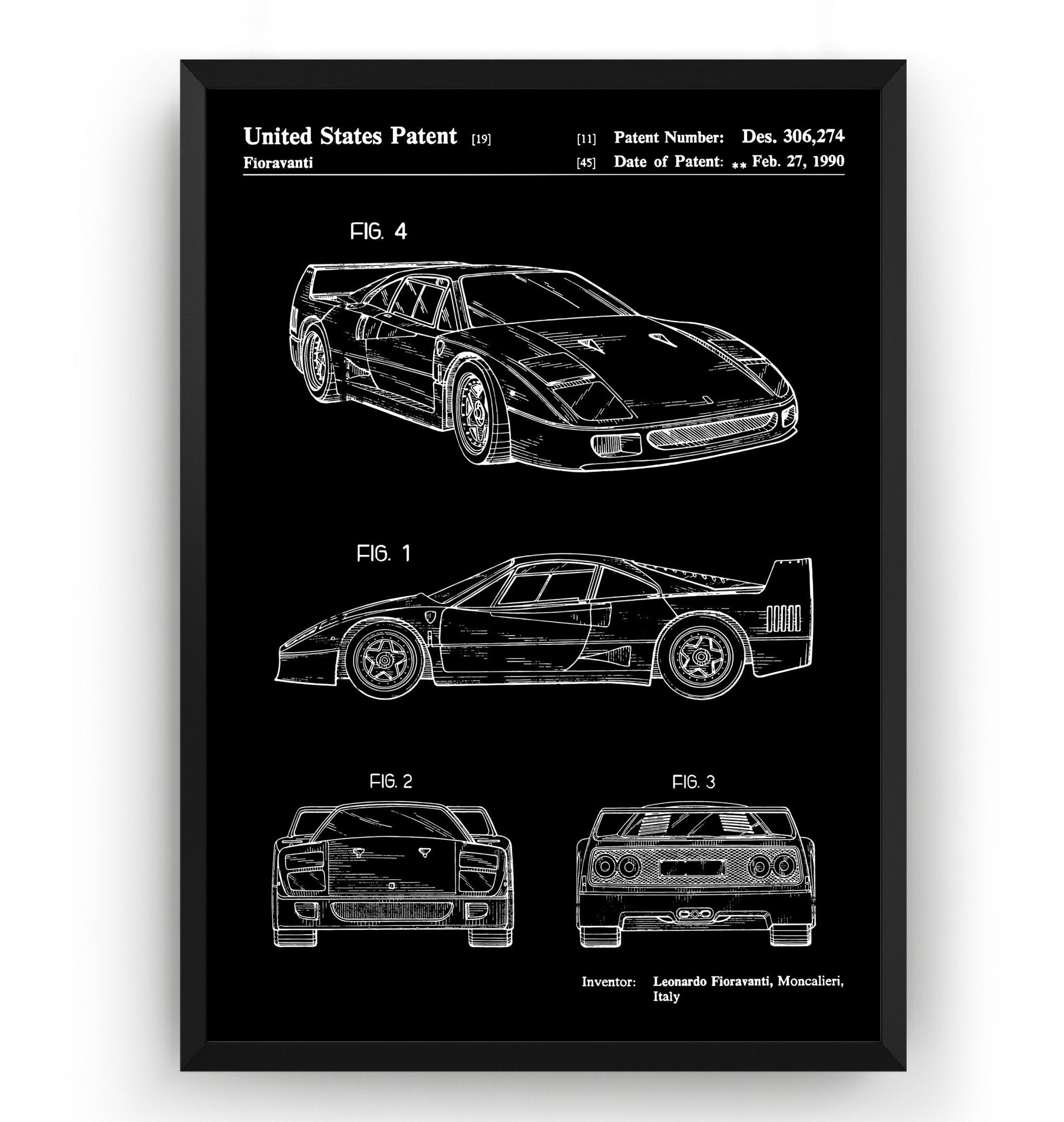 Ferrari F40 1990 Patent Print - Magic Posters