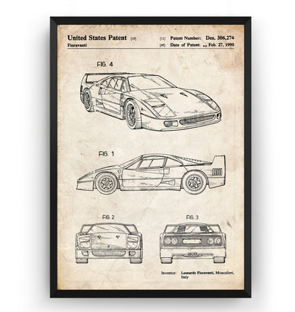 Ferrari F40 1990 Patent Print - Magic Posters