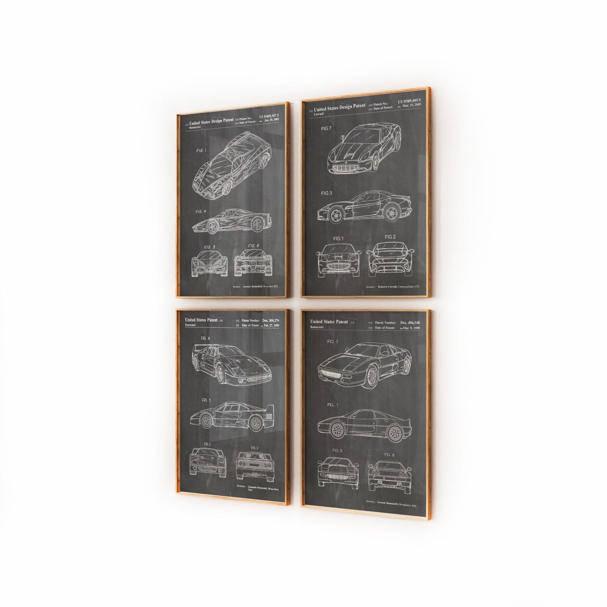 Ferrari Set Of 4 Patent Prints - Magic Posters