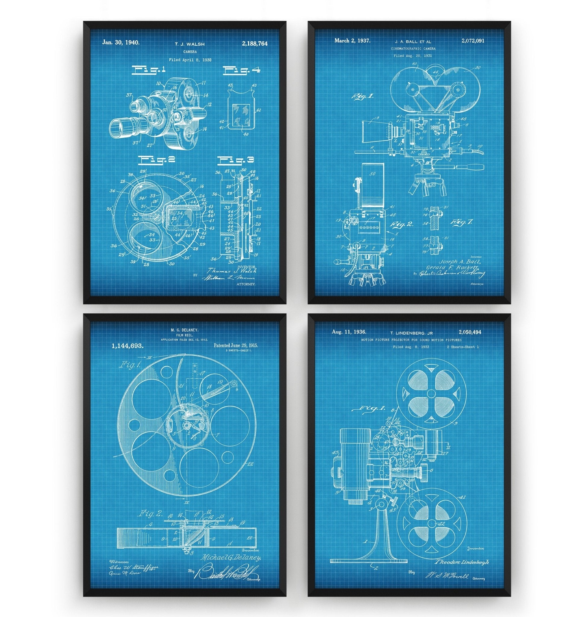 Film And Movie Making Set Of 4 Patent Prints - Magic Posters