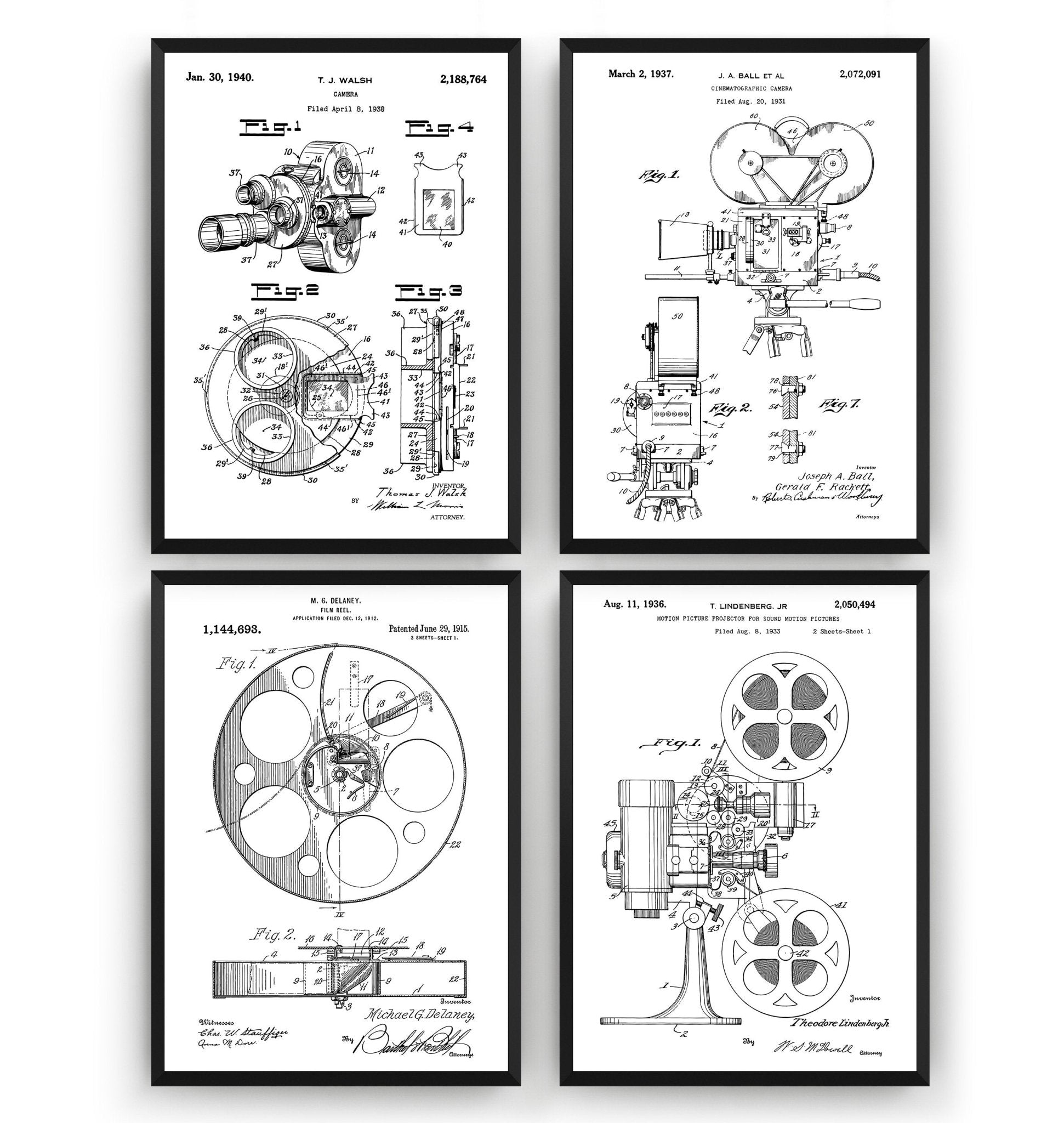 Film And Movie Making Set Of 4 Patent Prints - Magic Posters