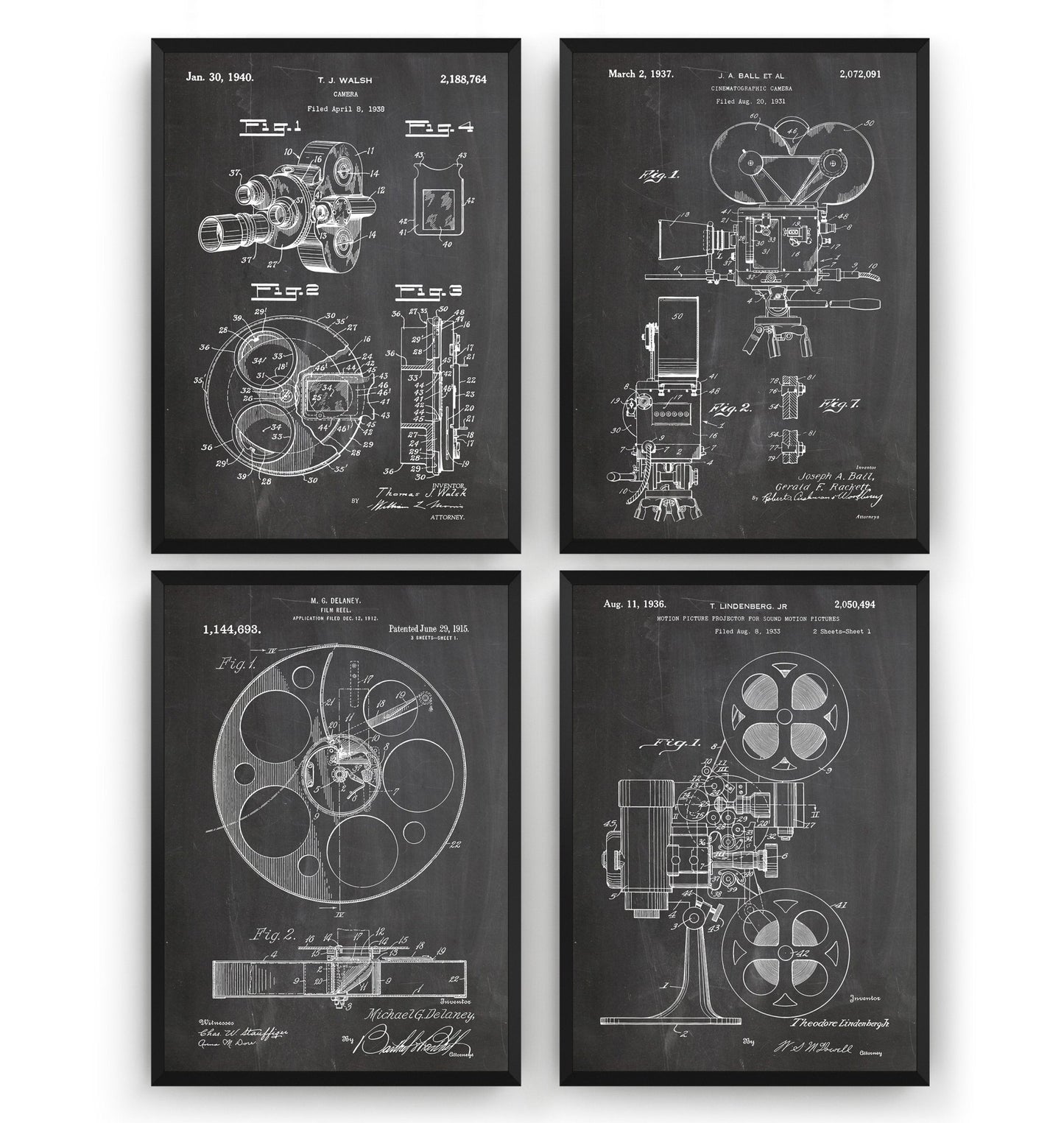 Film And Movie Making Set Of 4 Patent Prints - Magic Posters