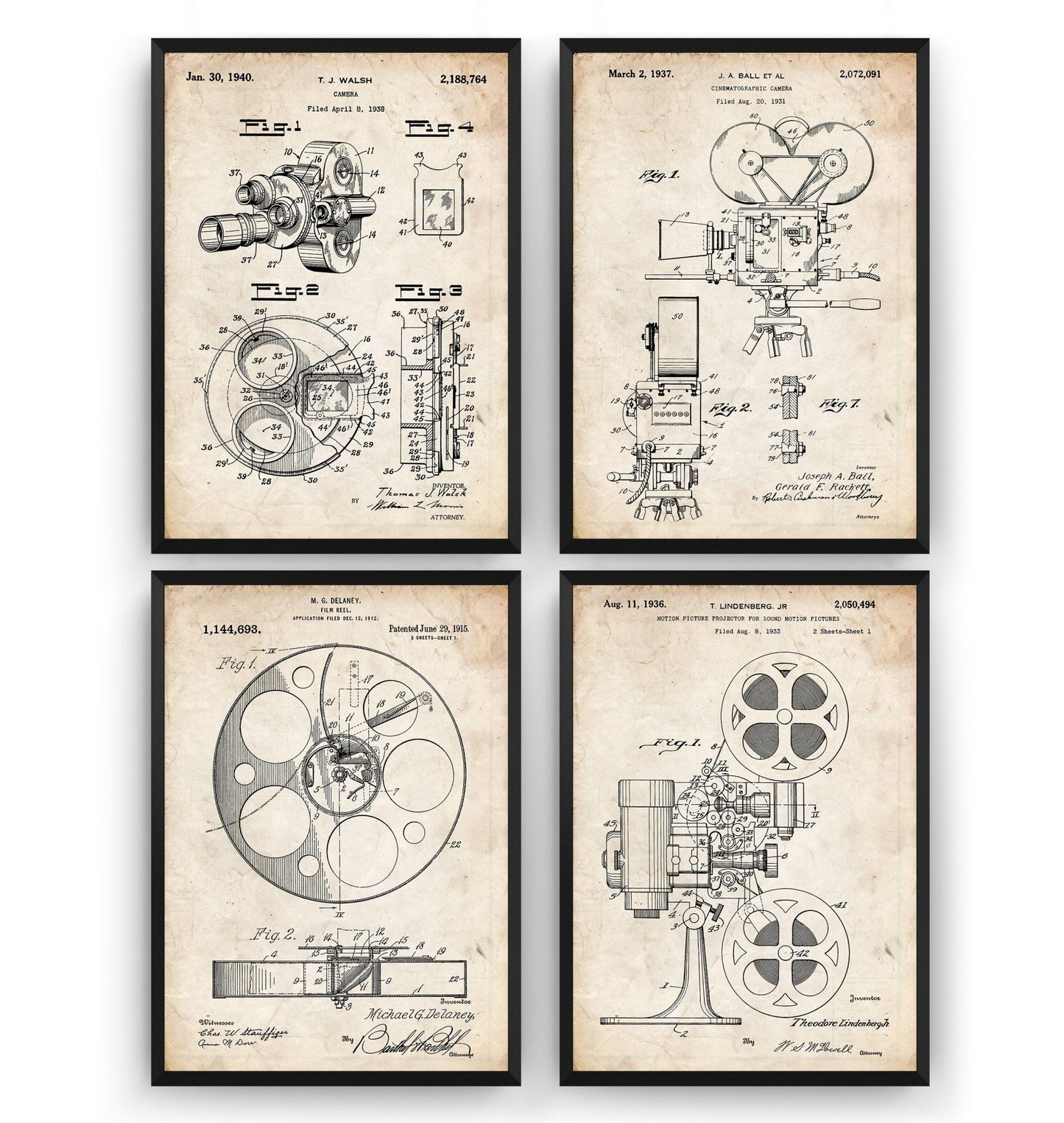 Film And Movie Making Set Of 4 Patent Prints - Magic Posters