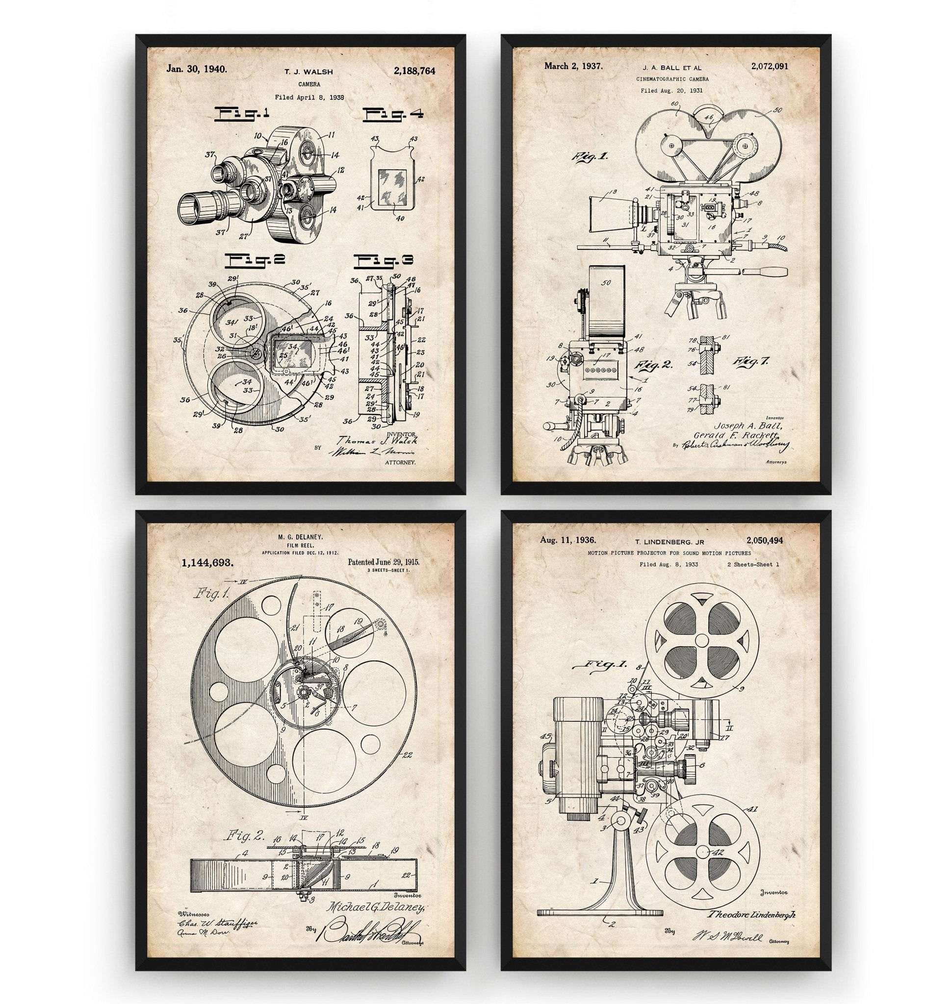 Film And Movie Making Set Of 4 Patent Prints - Magic Posters