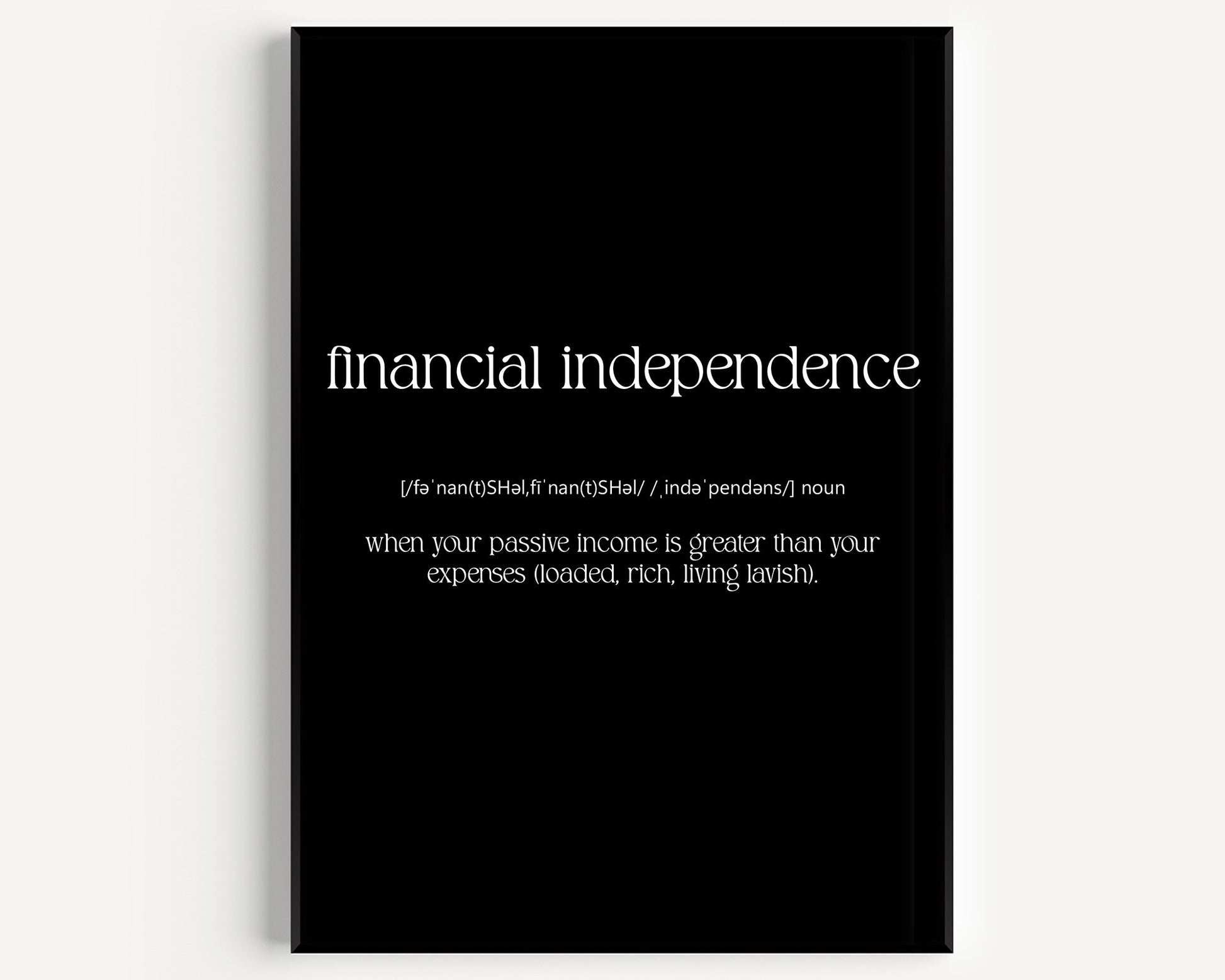 Financial Independence Definition Print - Magic Posters