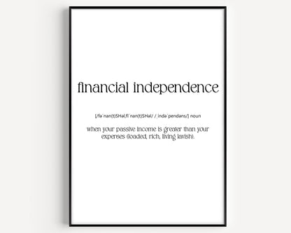 Financial Independence Definition Print - Magic Posters