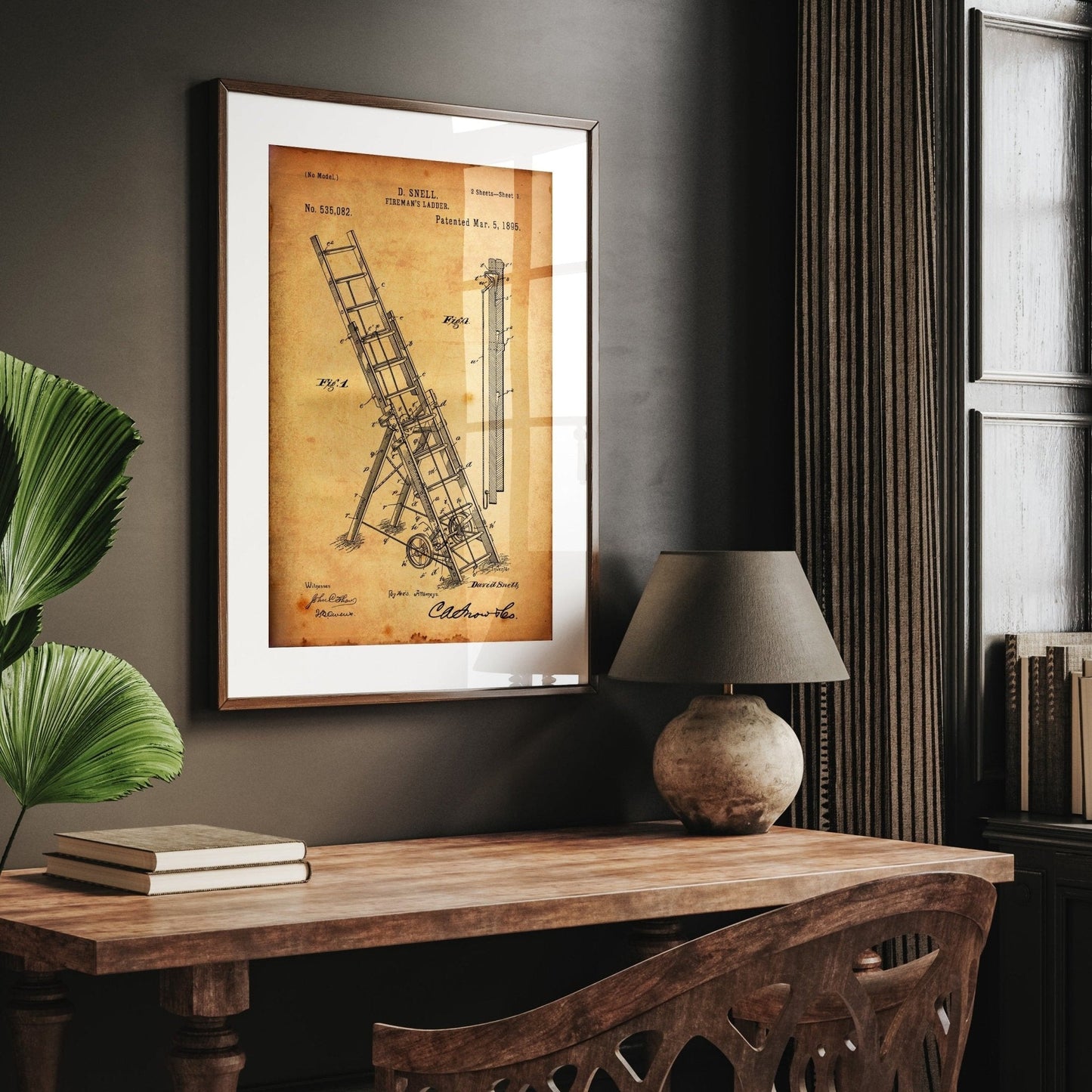 Fireman's Ladder 1895 Patent Print - Magic Posters