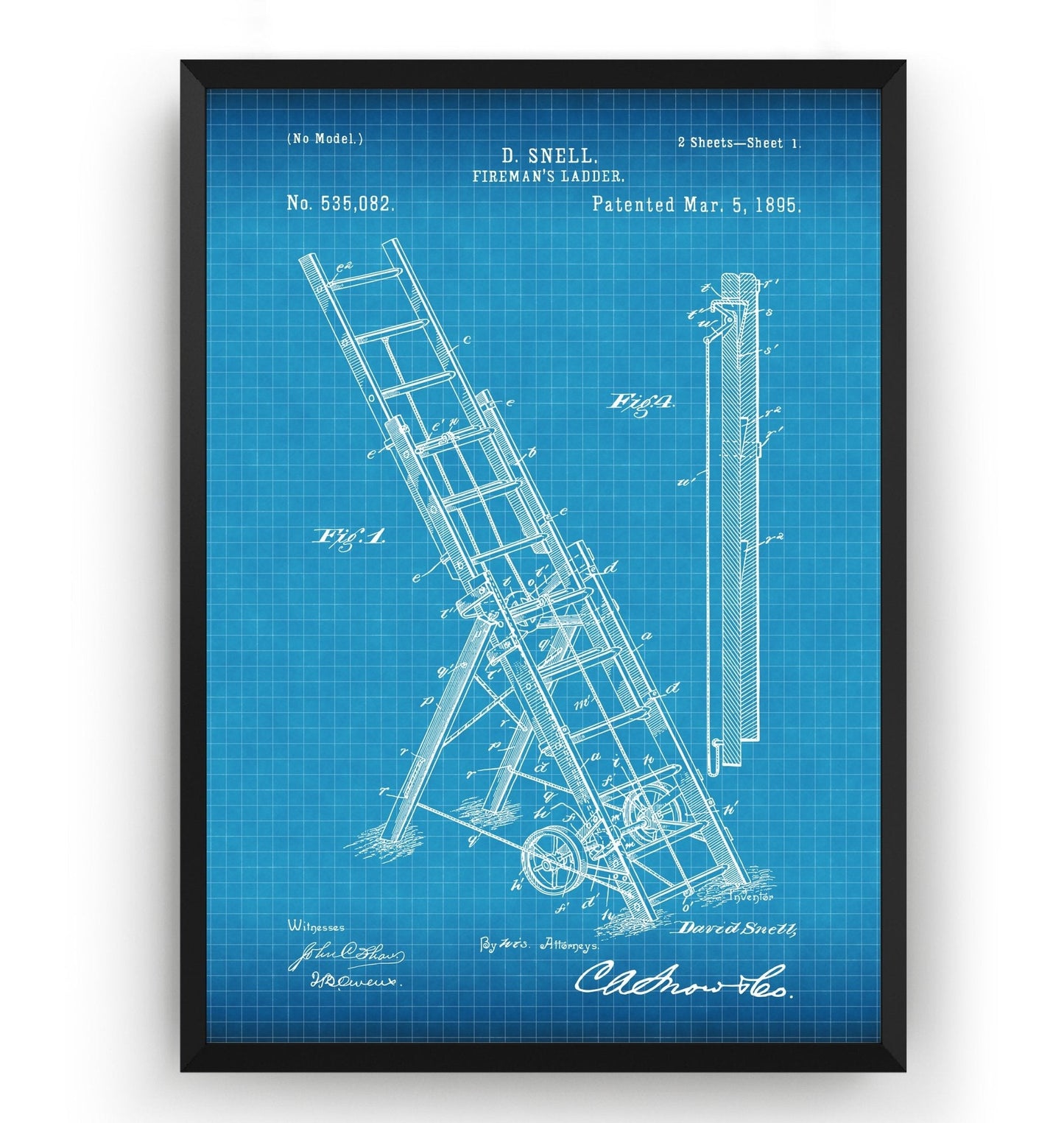 Fireman's Ladder 1895 Patent Print - Magic Posters