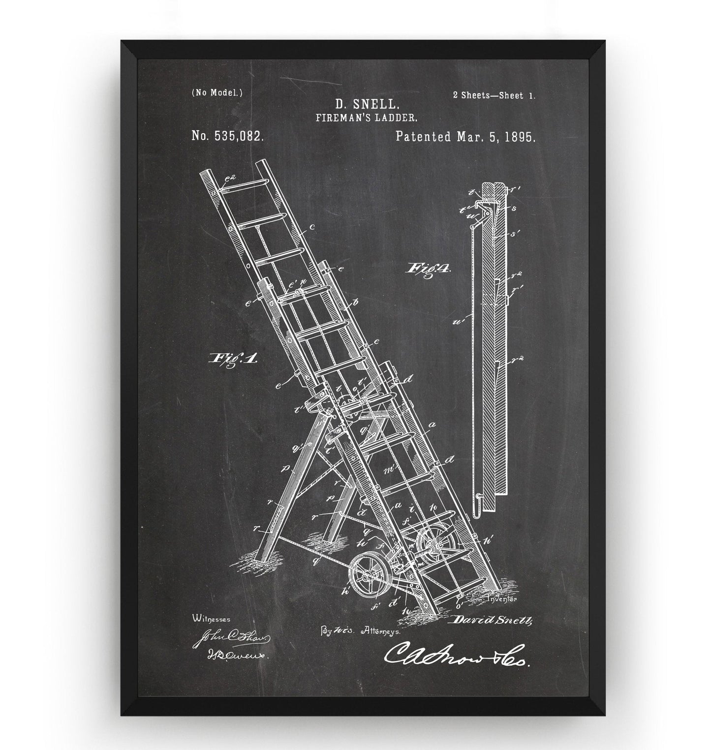 Fireman's Ladder 1895 Patent Print - Magic Posters