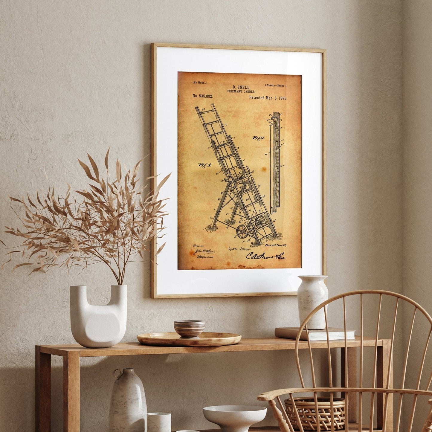 Fireman's Ladder 1895 Patent Print - Magic Posters