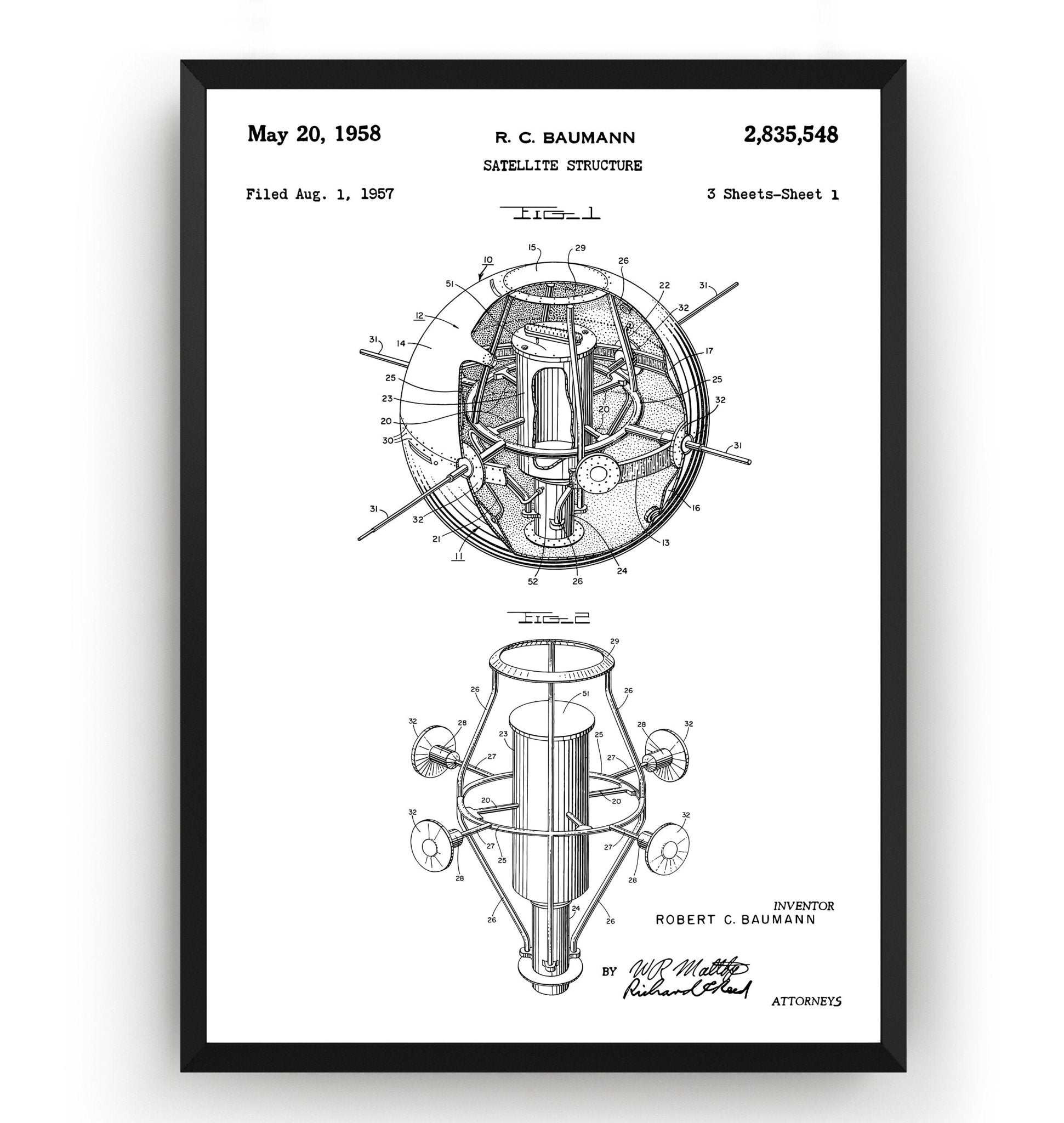 First American Satellite 1958 Patent Print - Magic Posters