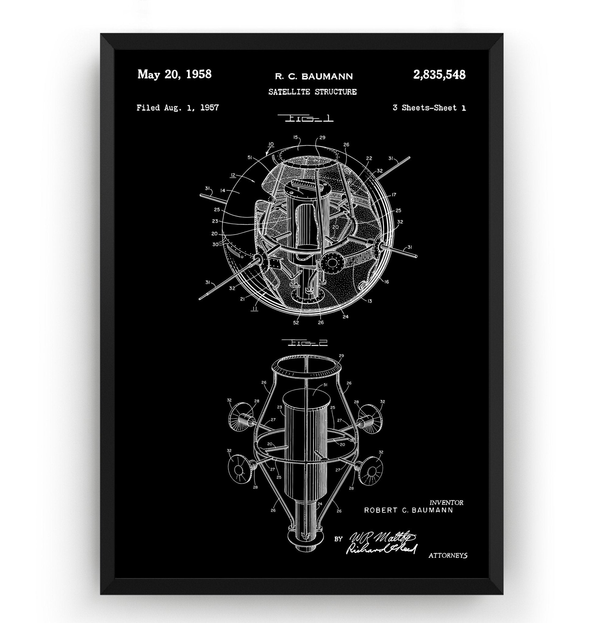 First American Satellite 1958 Patent Print - Magic Posters