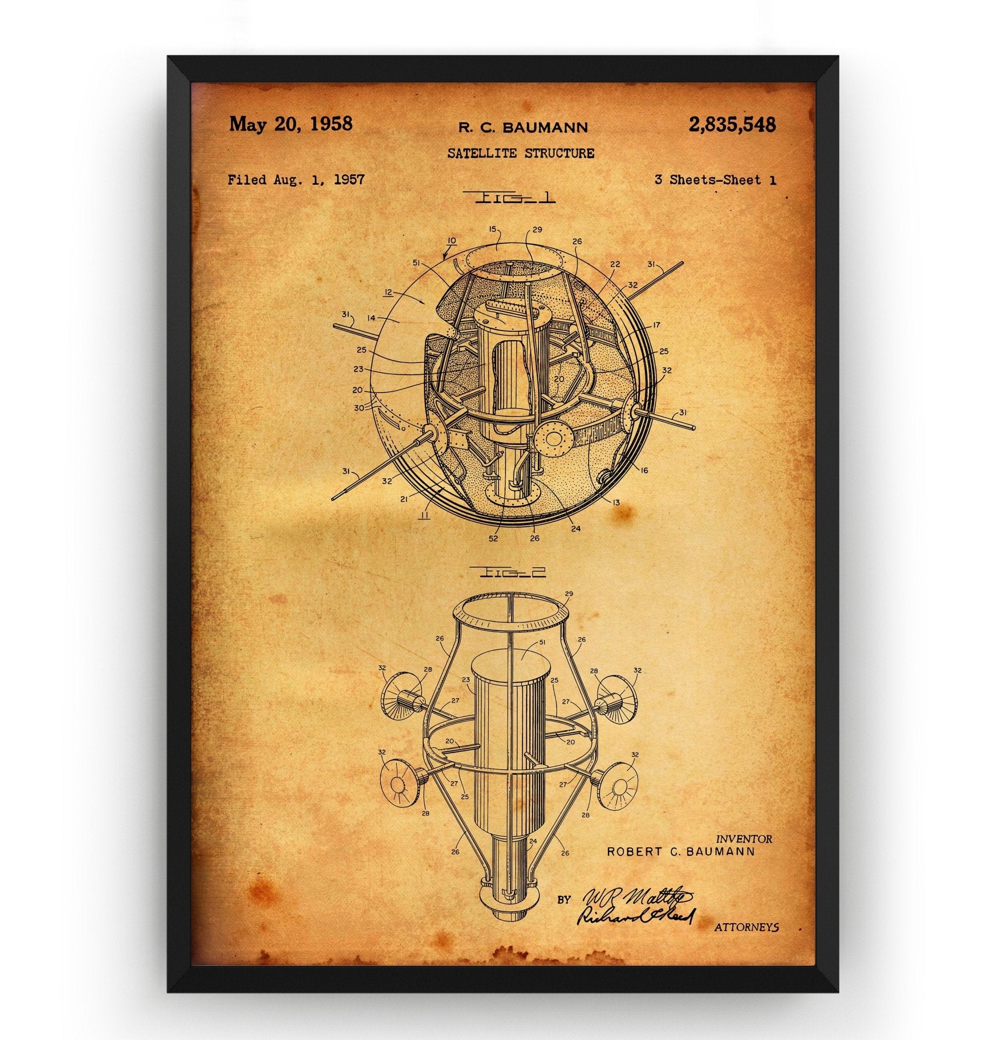 First American Satellite 1958 Patent Print - Magic Posters