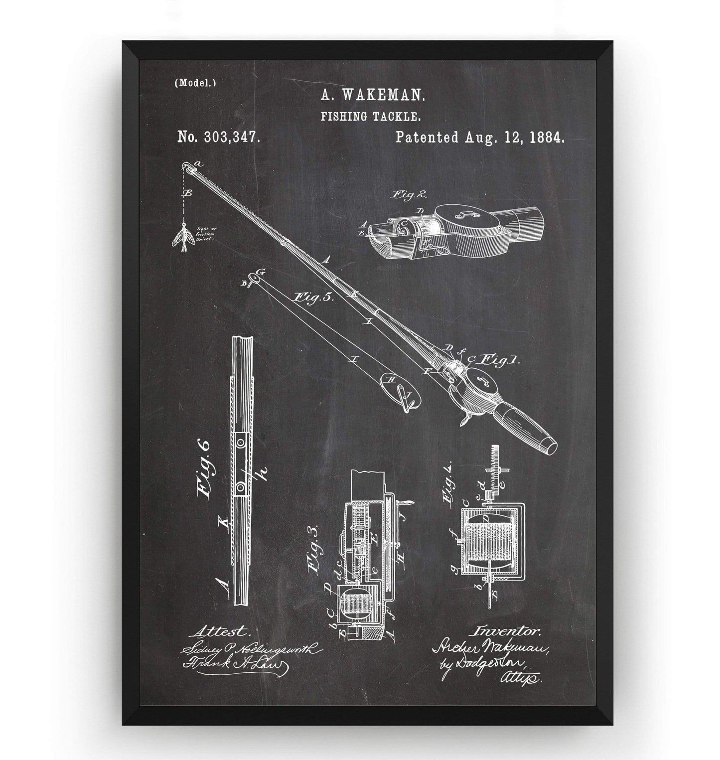 Fishing Rod and Reel 1884 Patent Print - Magic Posters