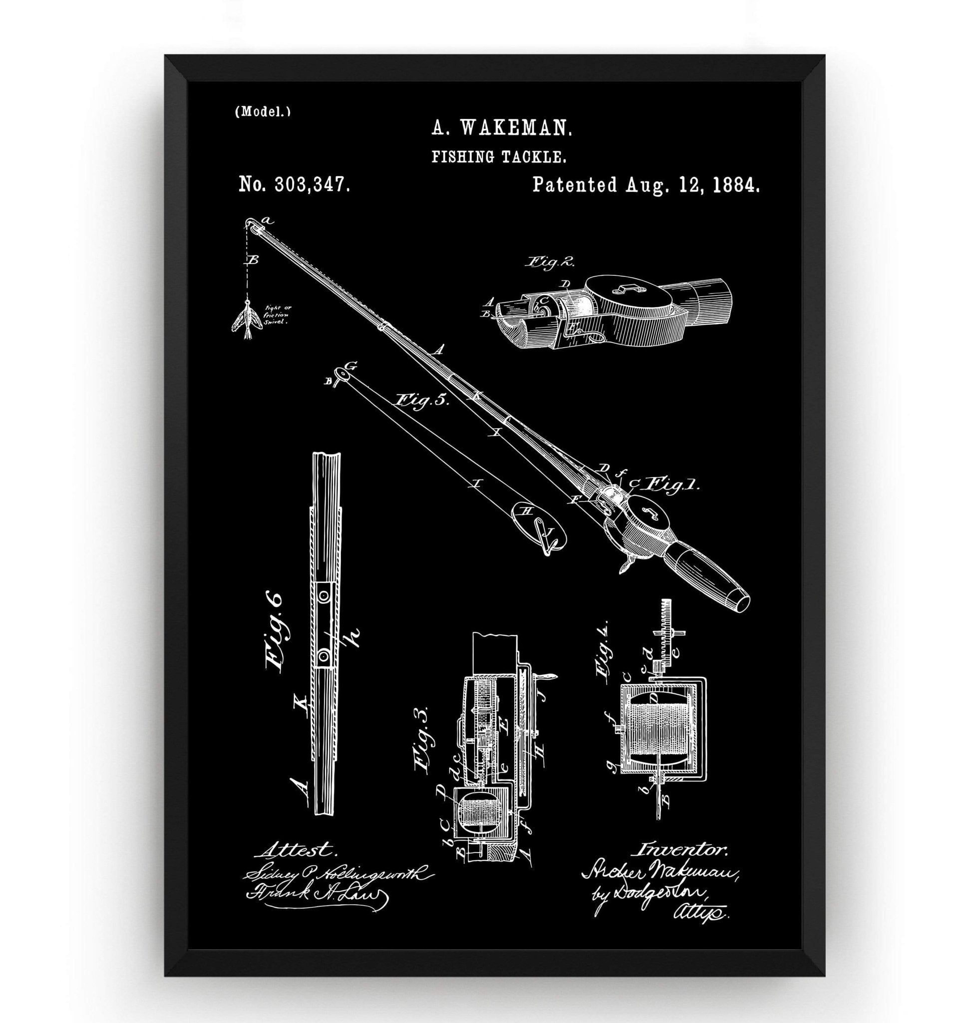 Fishing Rod and Reel 1884 Patent Print - Magic Posters