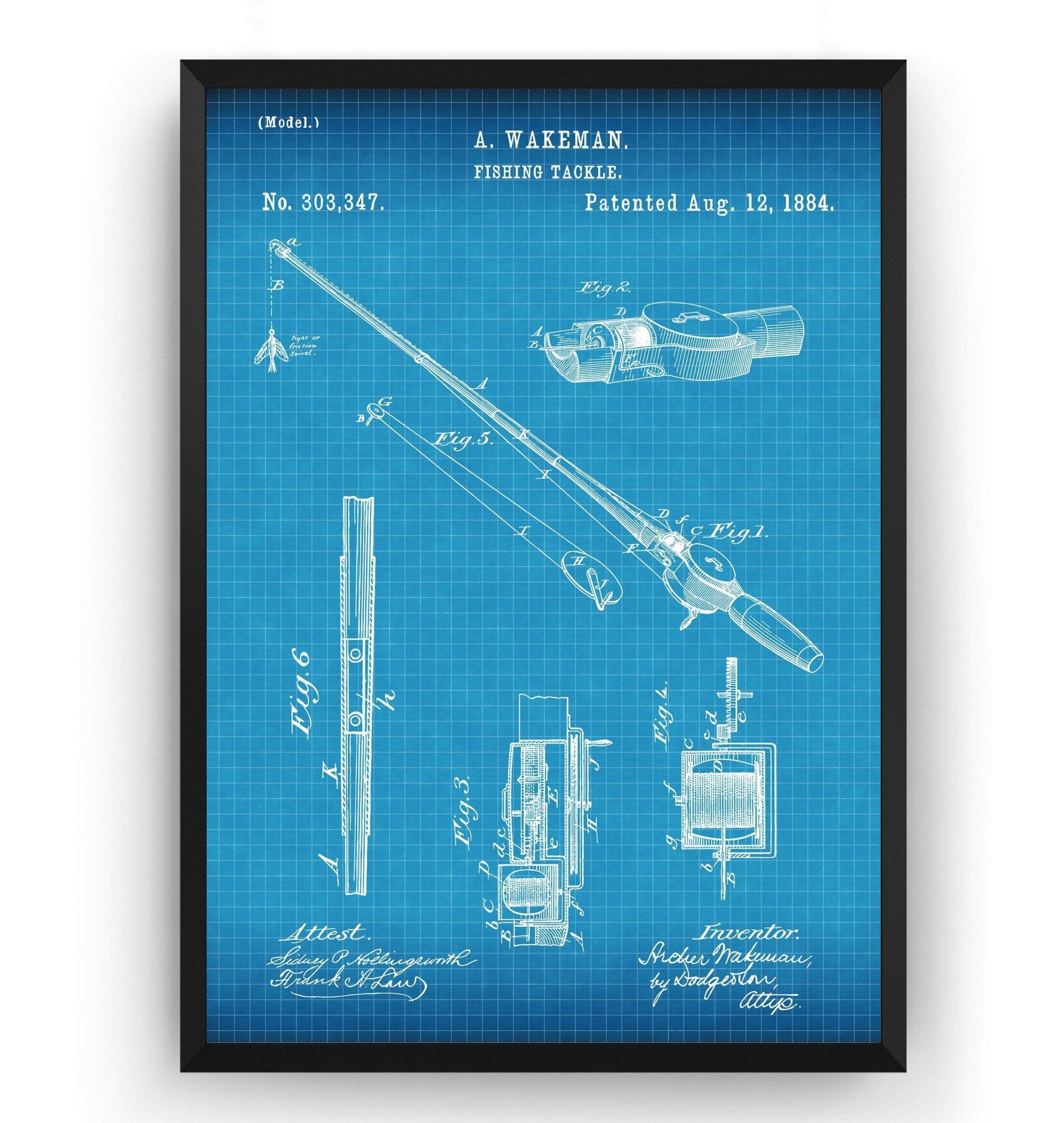 Fishing Rod and Reel 1884 Patent Print - Magic Posters