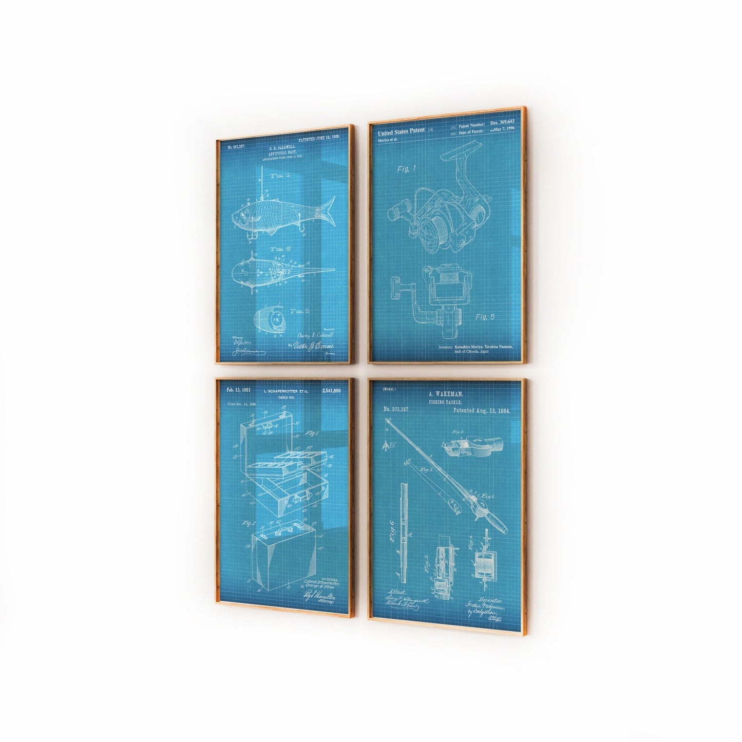 Fishing Set Of 4 Patent Prints - Magic Posters