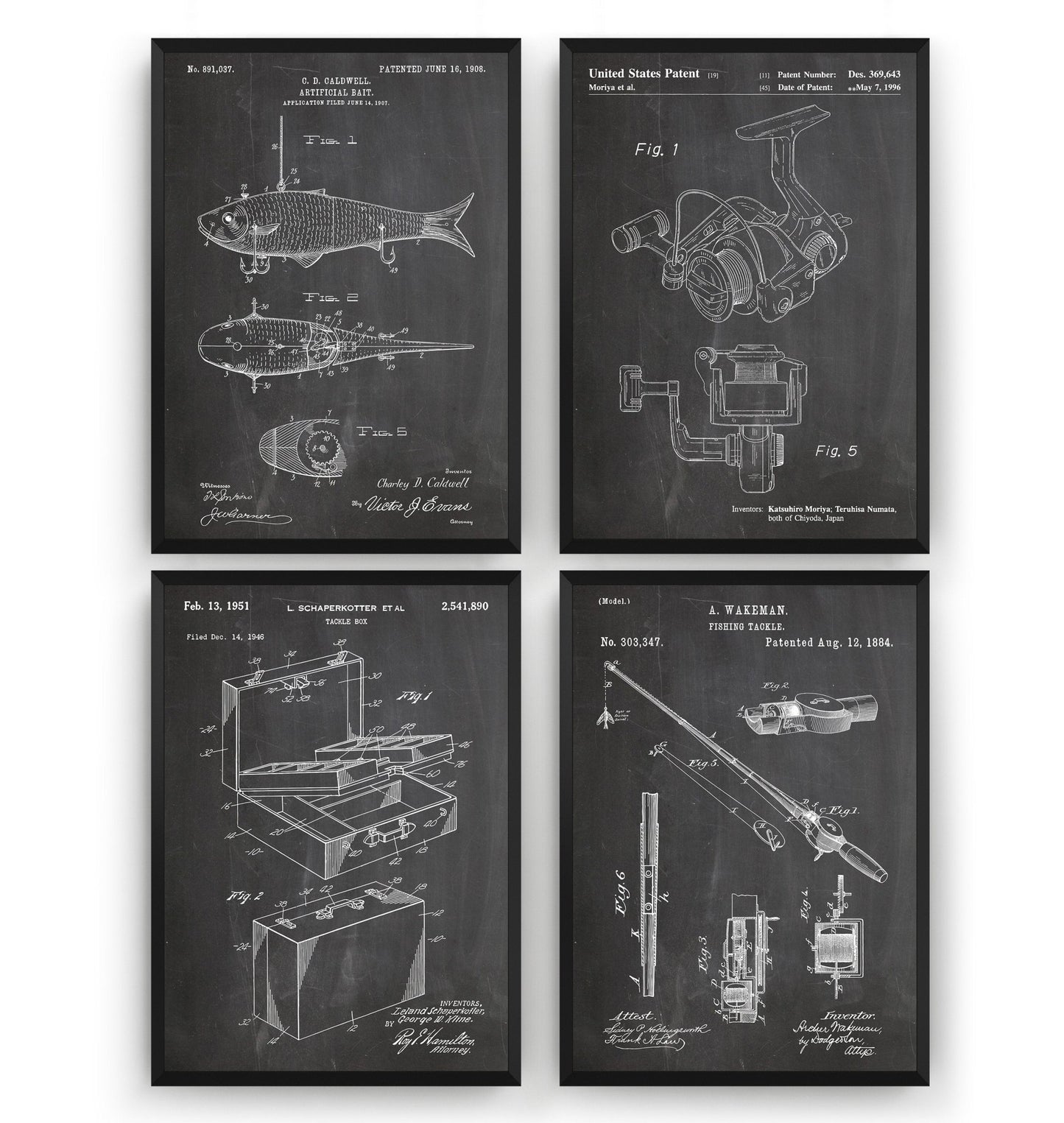 Fishing Set Of 4 Patent Prints - Magic Posters