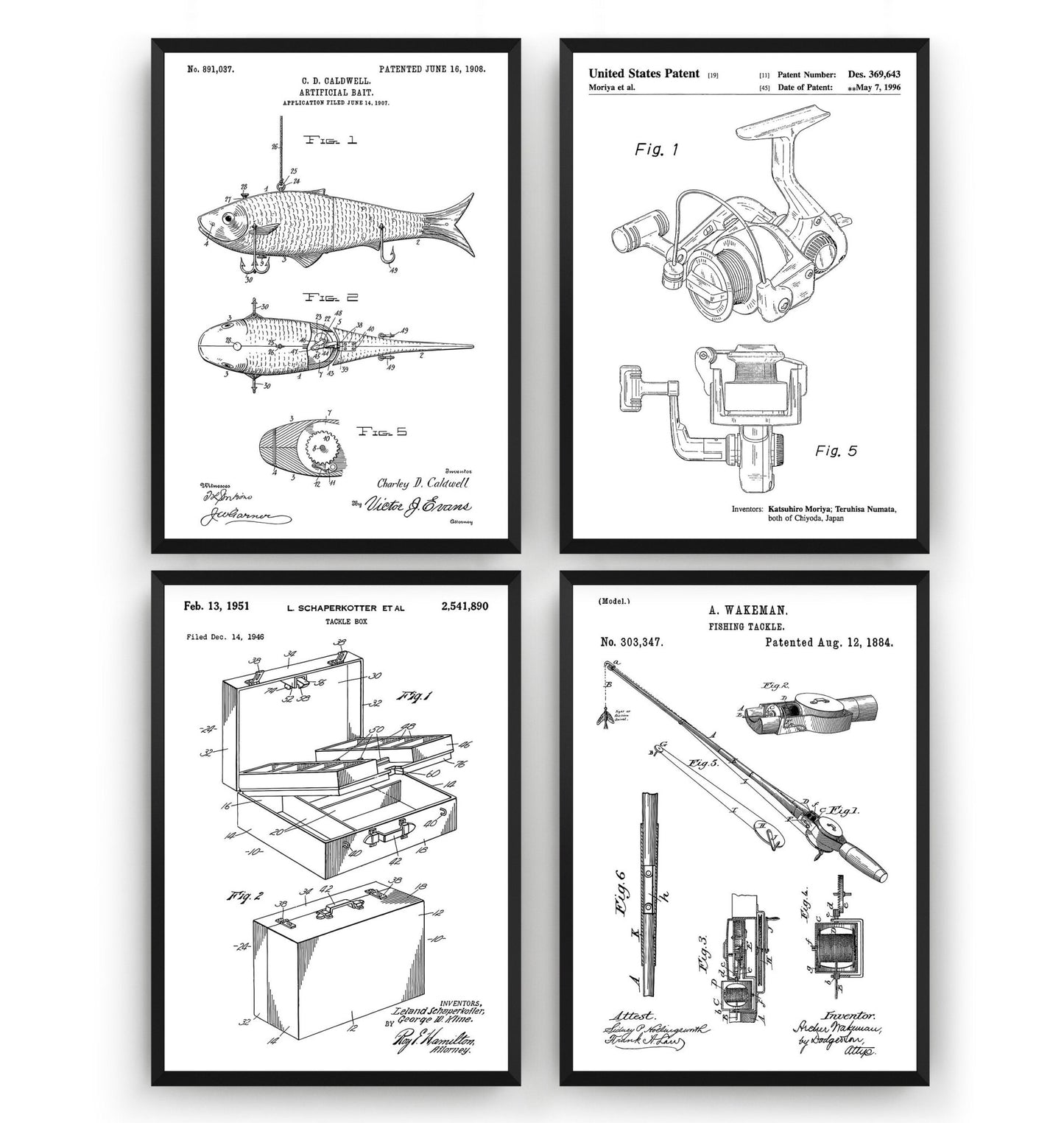 Fishing Set Of 4 Patent Prints - Magic Posters