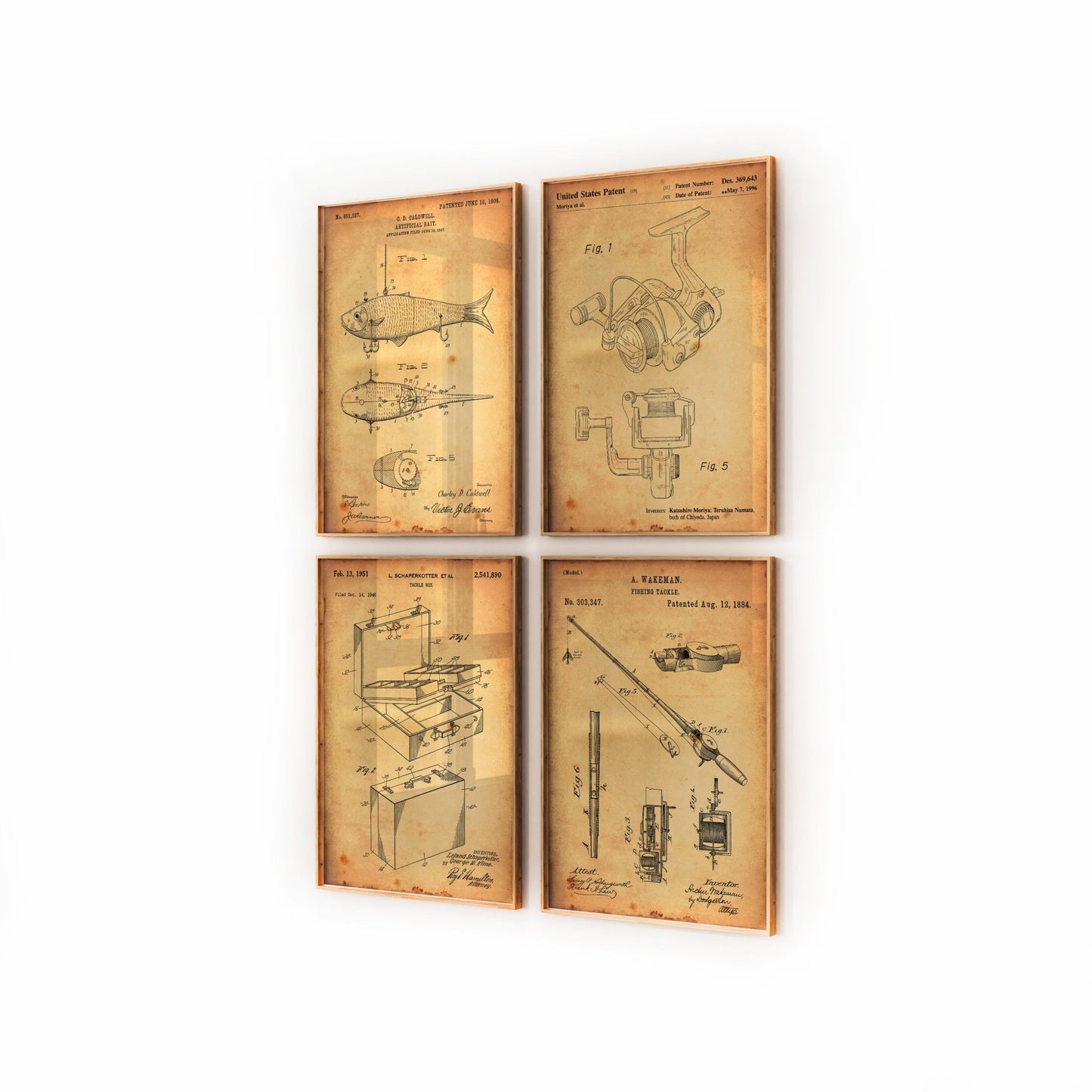 Fishing Set Of 4 Patent Prints - Magic Posters