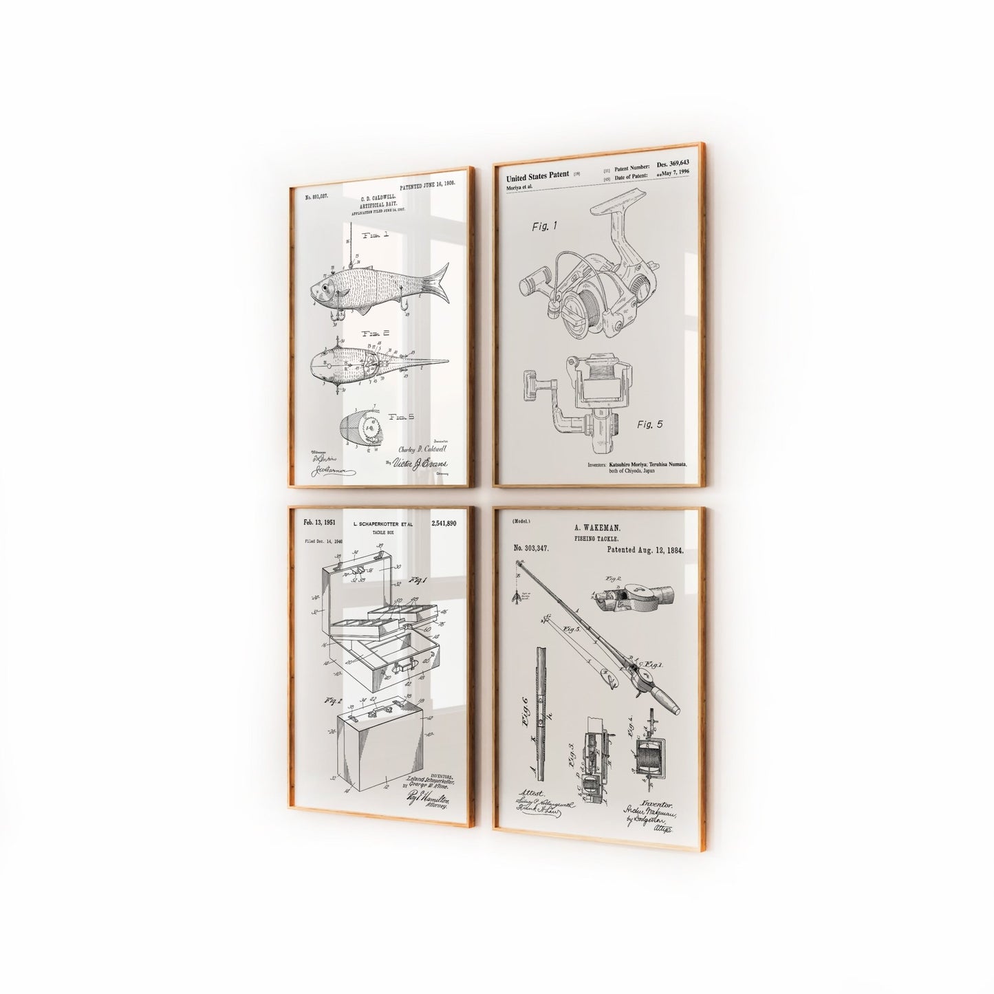 Fishing Set Of 4 Patent Prints - Magic Posters