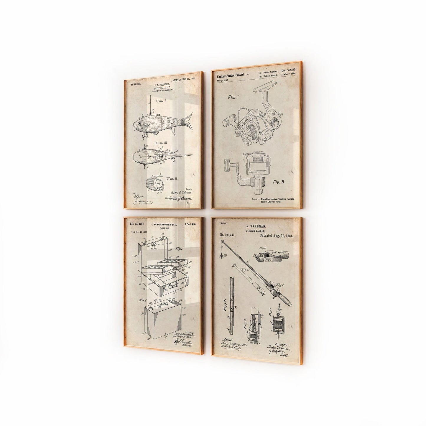 Fishing Set Of 4 Patent Prints - Magic Posters