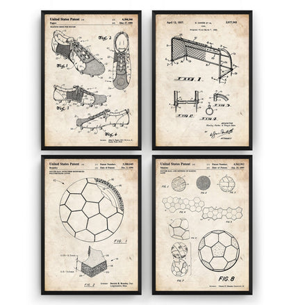 Football Set Of 4 Patent Prints - Magic Posters