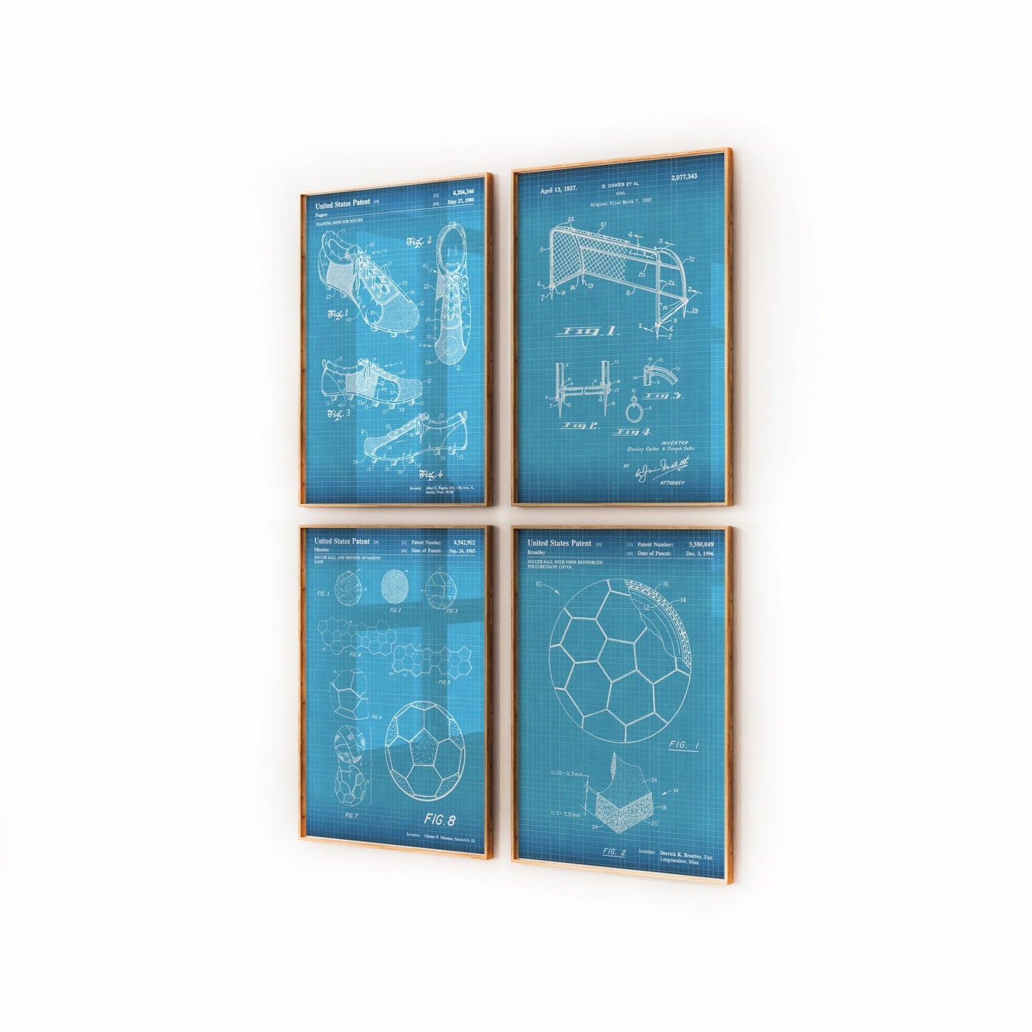 Football Set Of 4 Patent Prints - Magic Posters