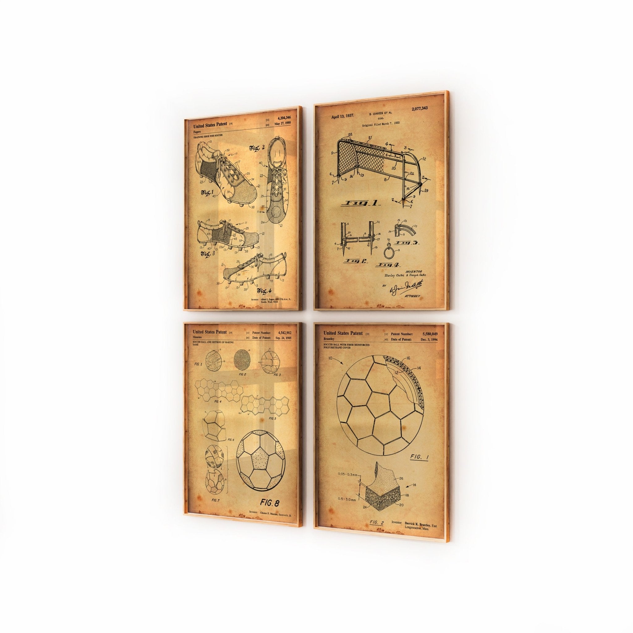 Football Set Of 4 Patent Prints - Magic Posters