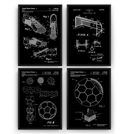 Football Set Of 4 Patent Prints - Magic Posters