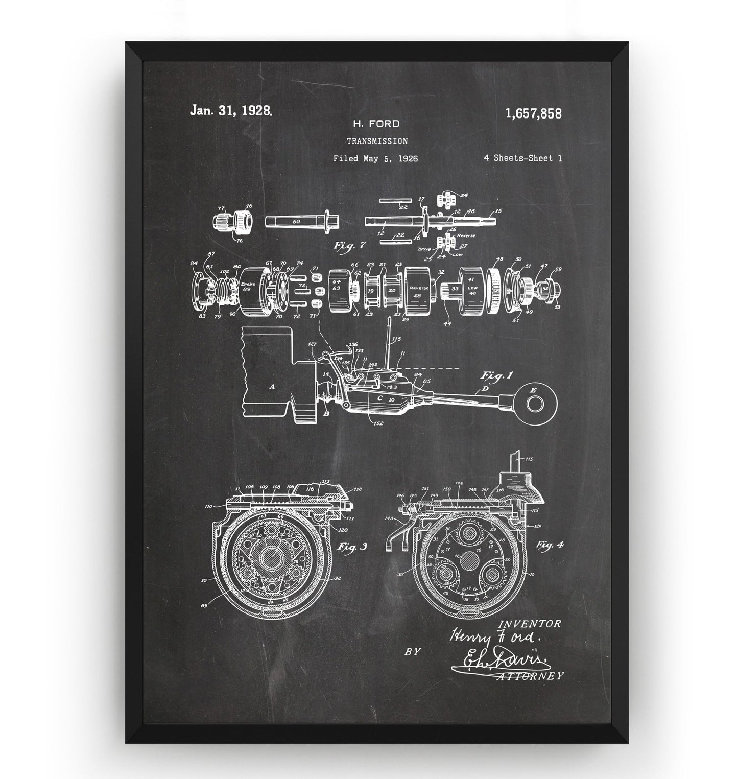 Ford Transmission 1928 Patent Print - Magic Posters