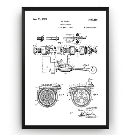 Ford Transmission 1928 Patent Print - Magic Posters