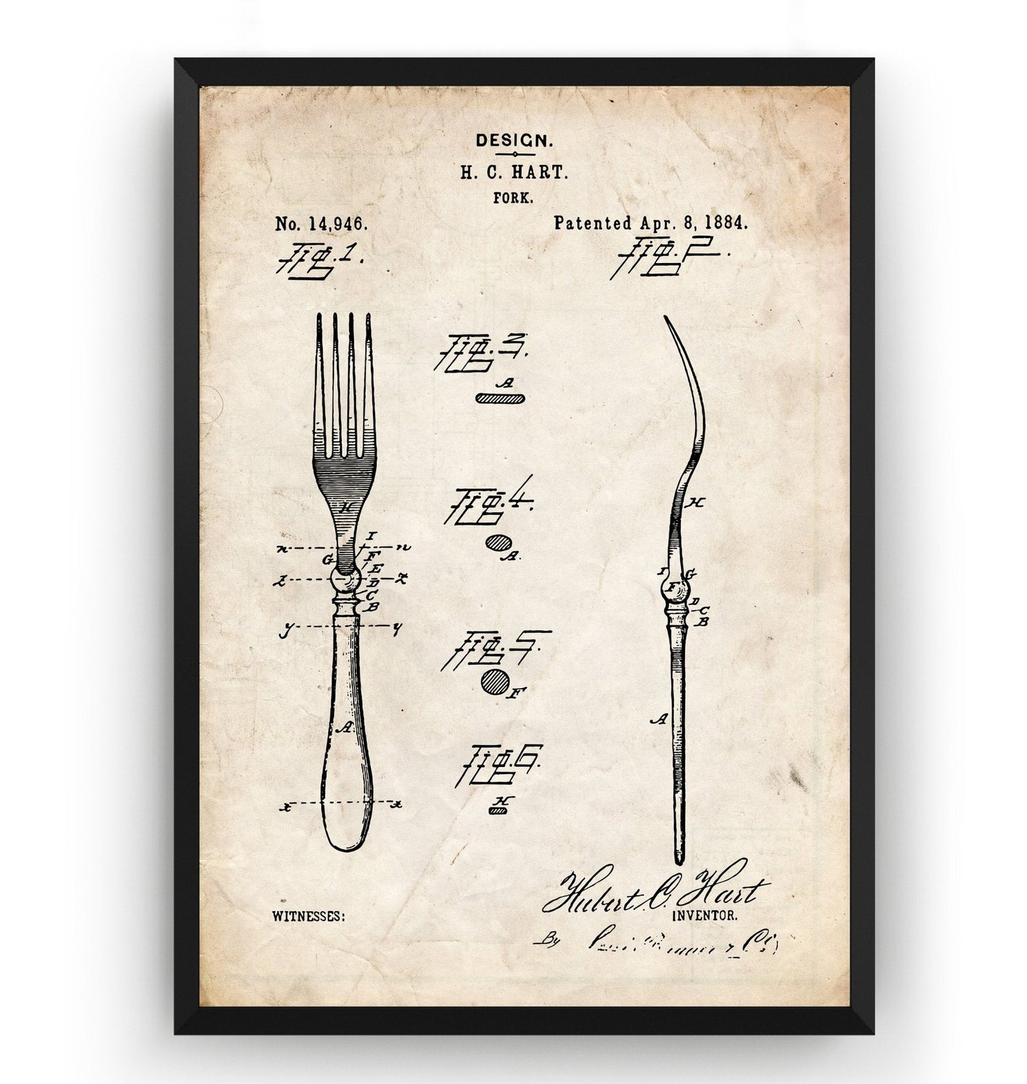 Fork 1884 Patent Print - Magic Posters