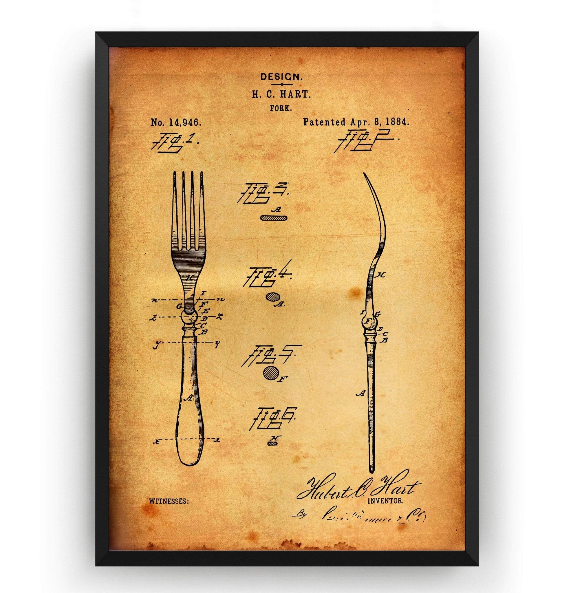 Fork 1884 Patent Print - Magic Posters