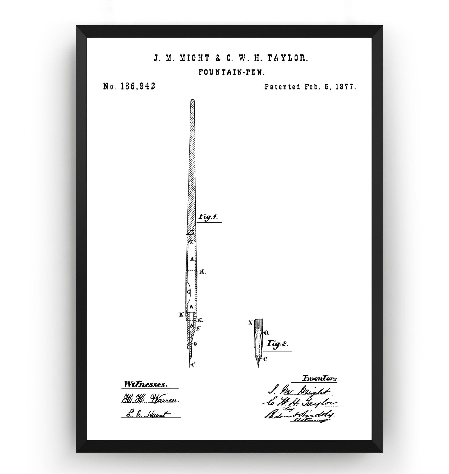 Fountain Pen 1877 Patent Print - Magic Posters