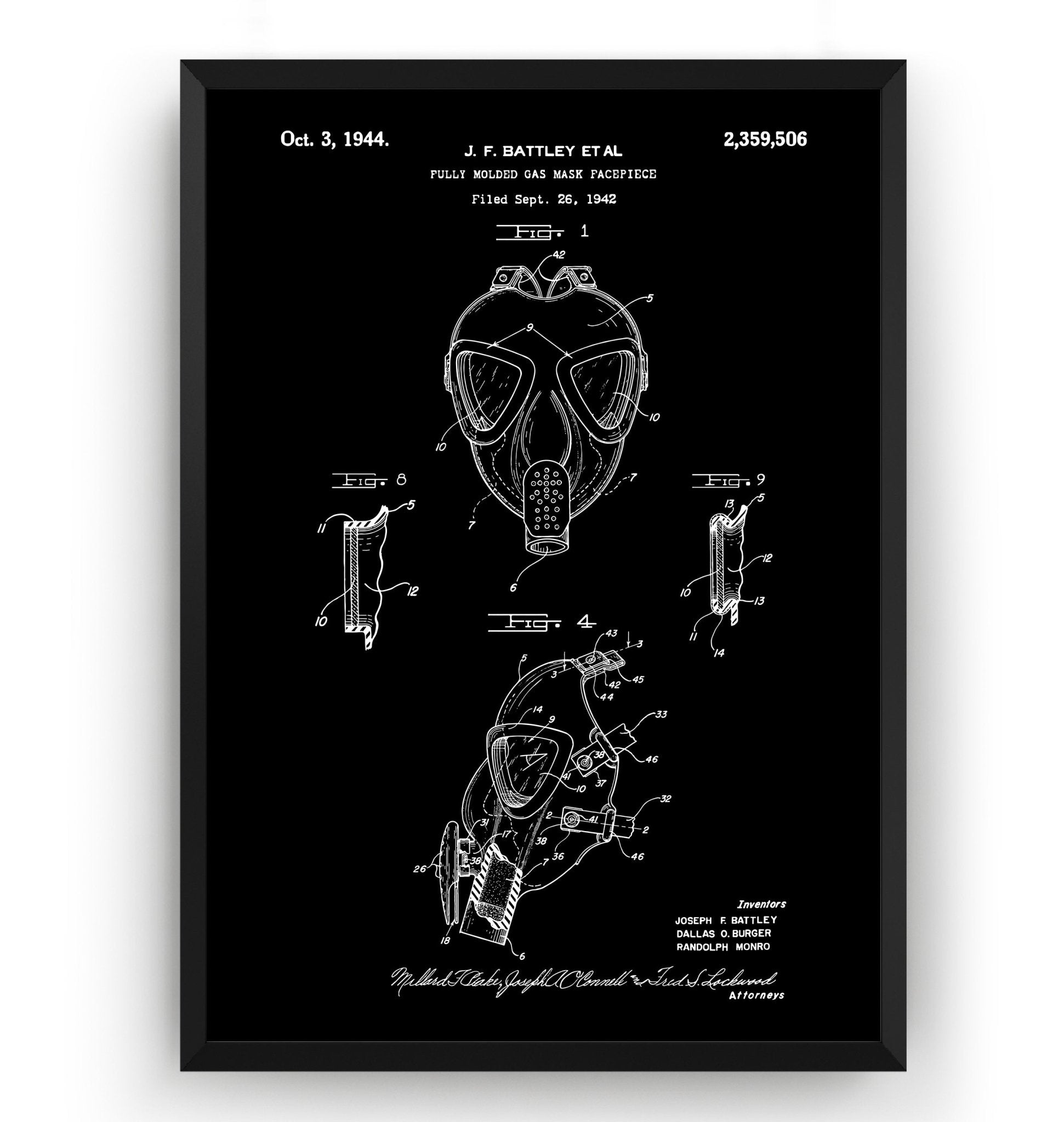 Gas Mask 1944 Patent Print - Magic Posters