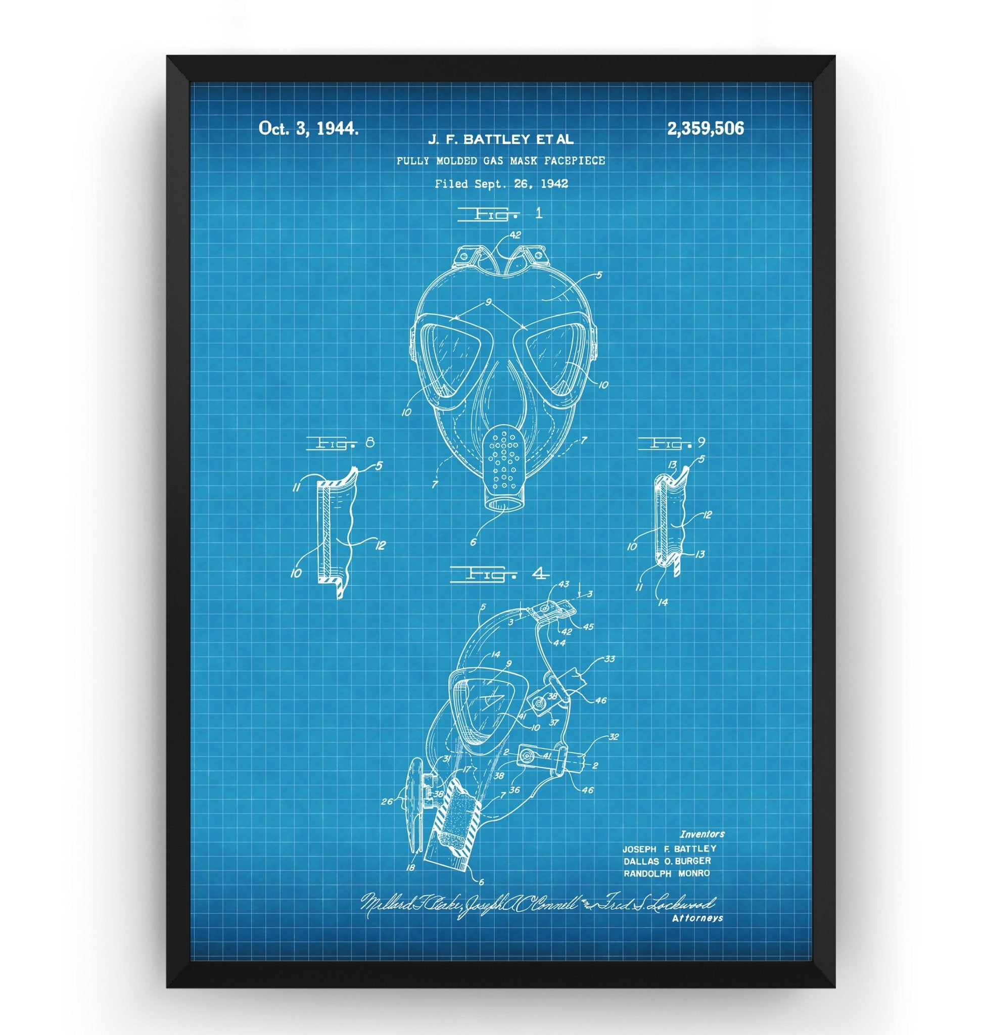 Gas Mask 1944 Patent Print - Magic Posters