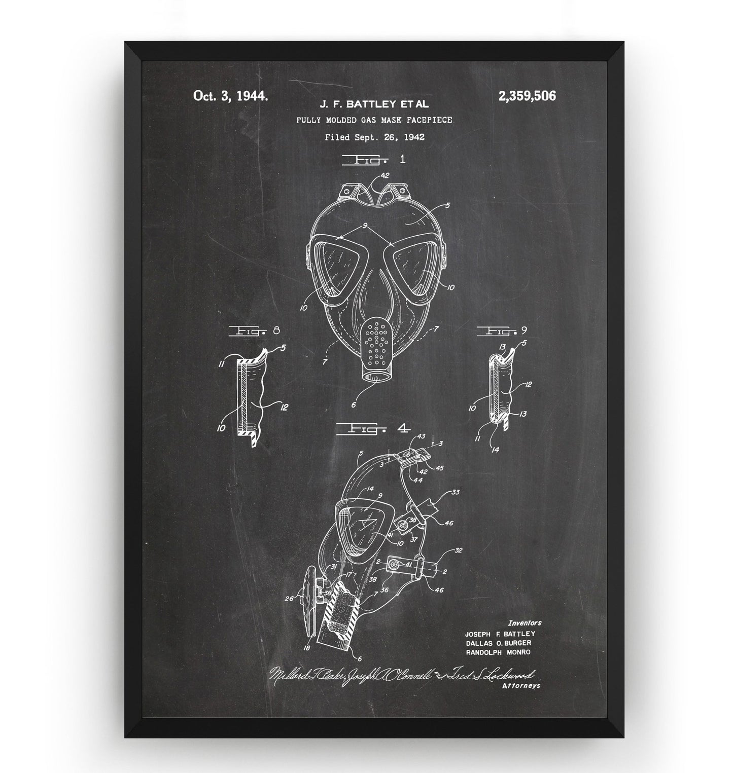 Gas Mask 1944 Patent Print - Magic Posters